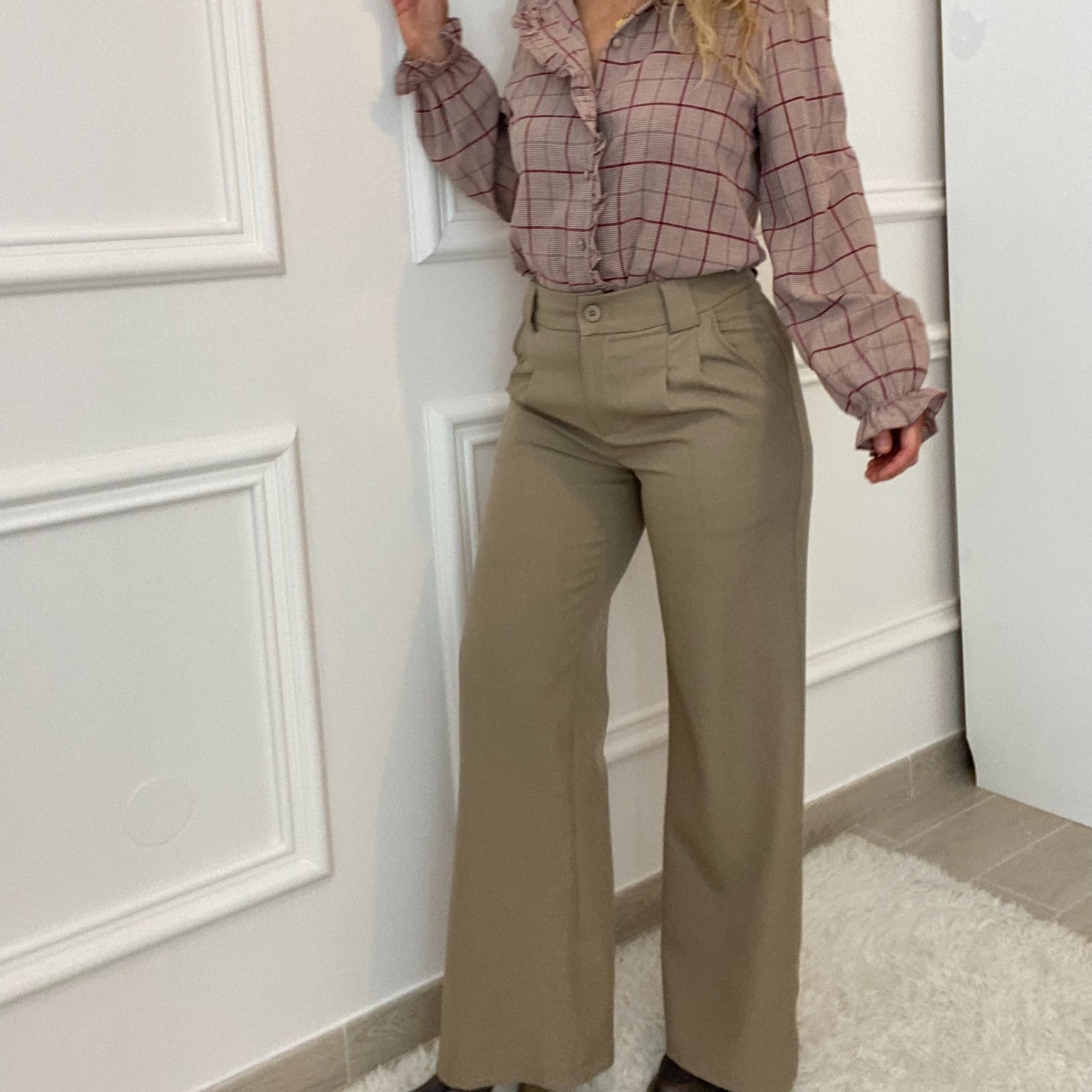 00-peacenlove pantalon taupe taille haute pinces tailleur (22)