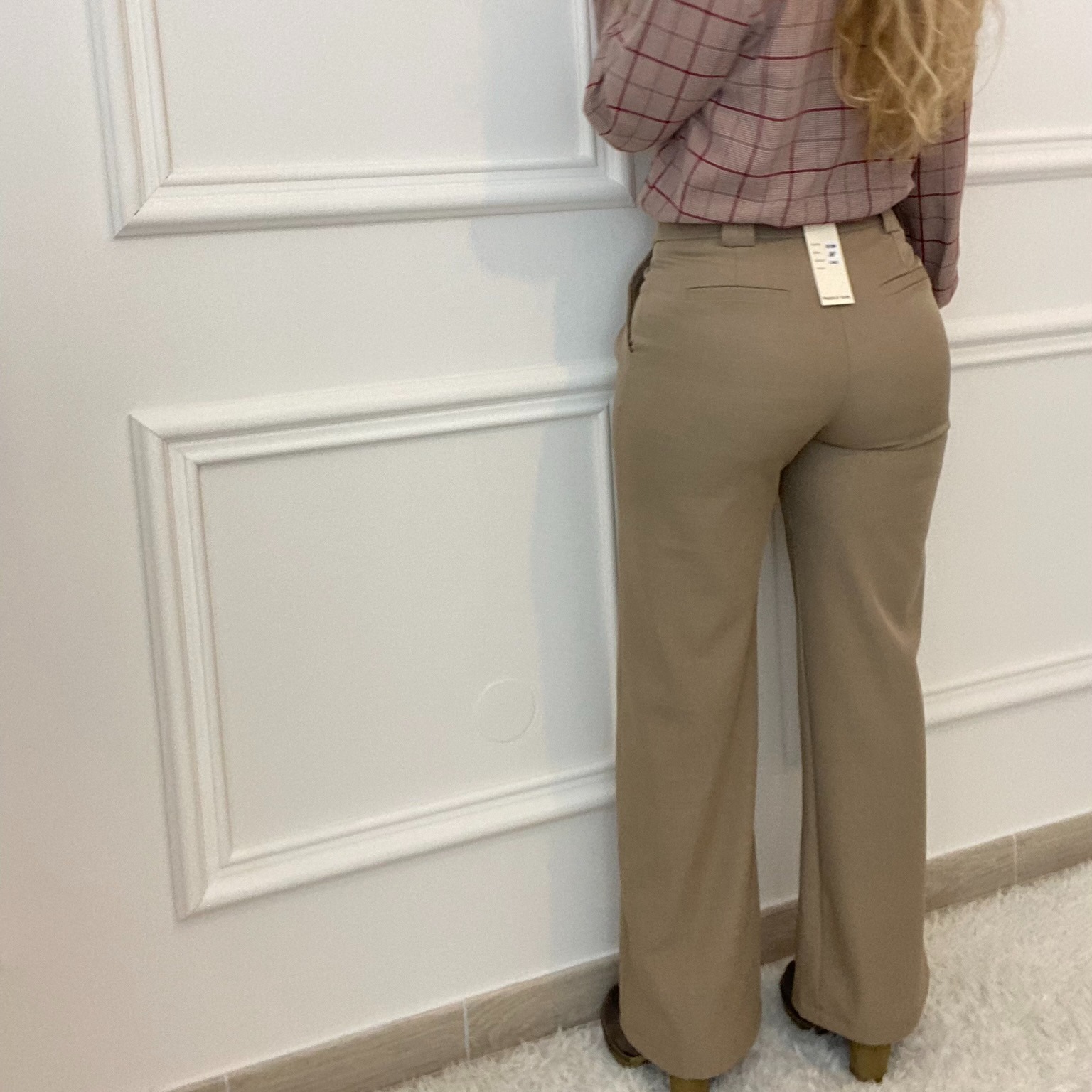 00-peacenlove pantalon taupe taille haute pinces tailleur (18)