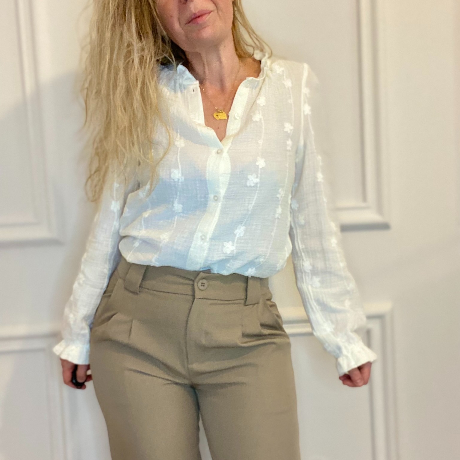 Chemise gazedecoton gaze de coton beige fleurs emma ella (8)