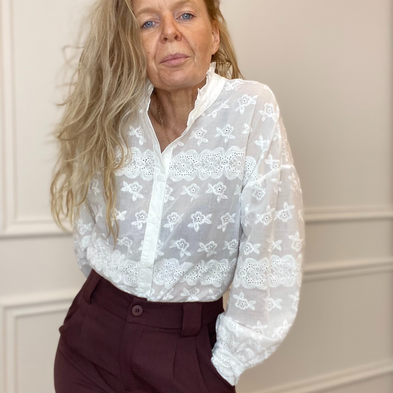 Blouse Blanche Chemise Blanche Broderie Anglaise EMILIE- Chemisier - Main Image