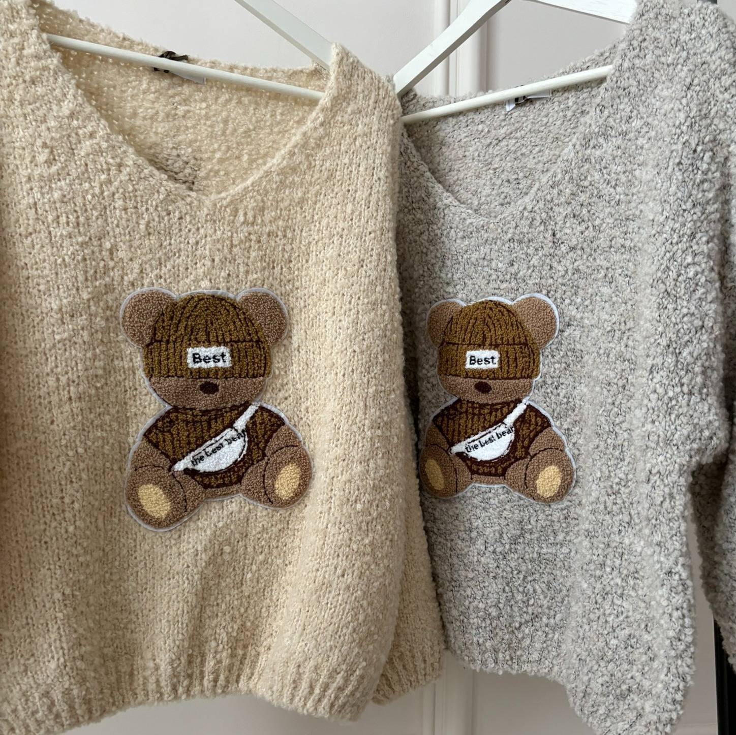 pull doudou carla giannini ourson best bear gris et beige (2)