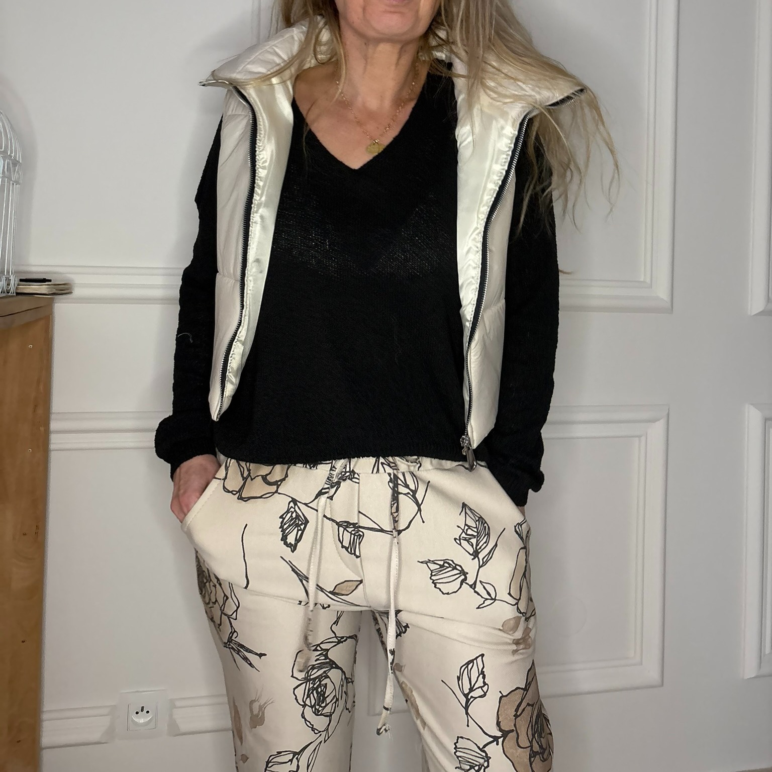 PANTALON FLEURS CARLA GIANNINI BEIGE MARRON (10)