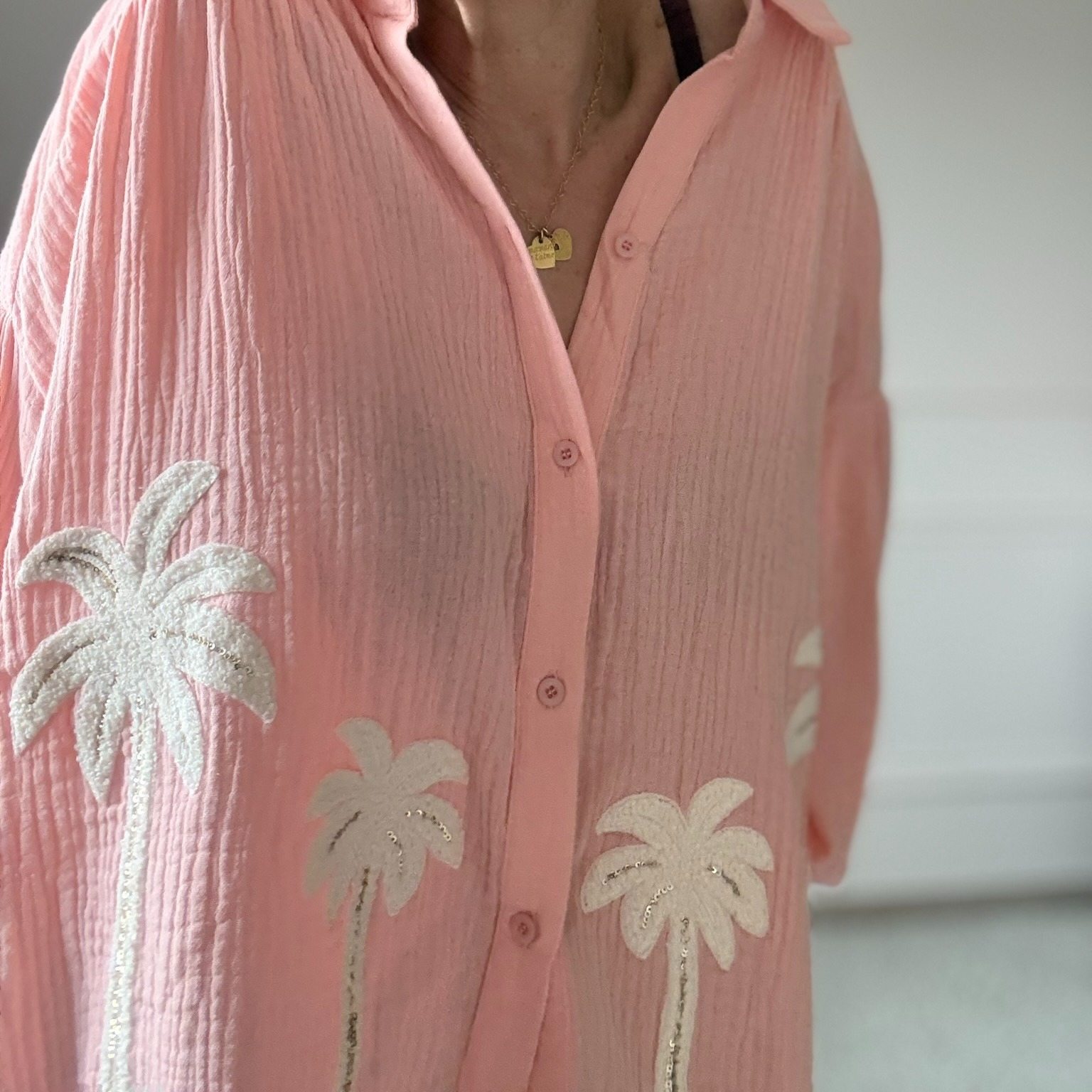SARAH JOHN - VERSION M - MUSY MUSE BAHAMAS - Chemise rosecorail en gaze de coton (15)