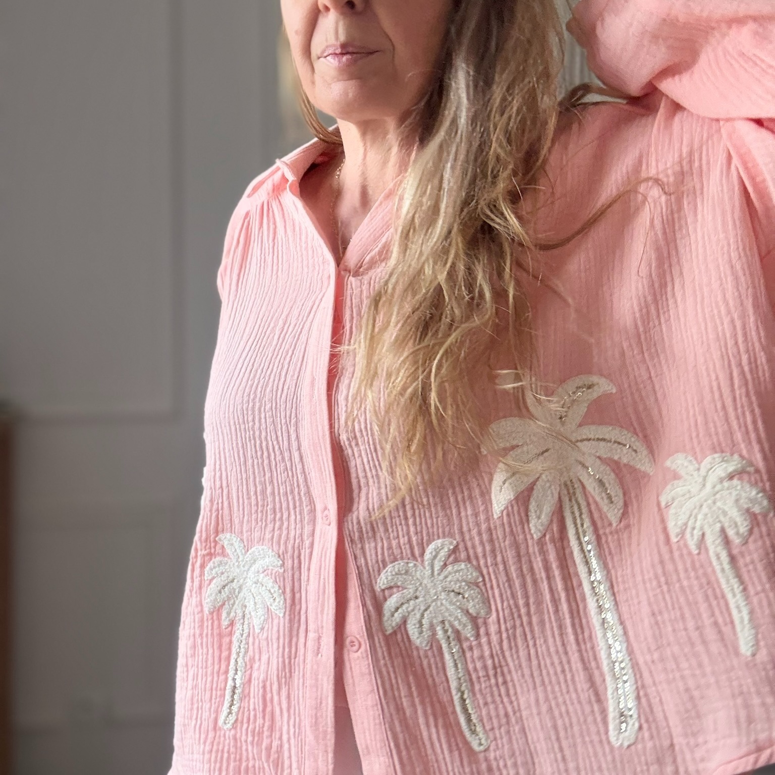 SARAH JOHN - VERSION M - MUSY MUSE BAHAMAS - Chemise rosecorail en gaze de coton (19)