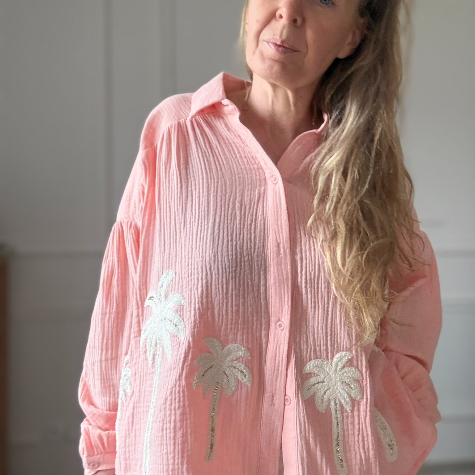 SARAH JOHN - VERSION M - MUSY MUSE BAHAMAS - Chemise rosecorail en gaze de coton (16)