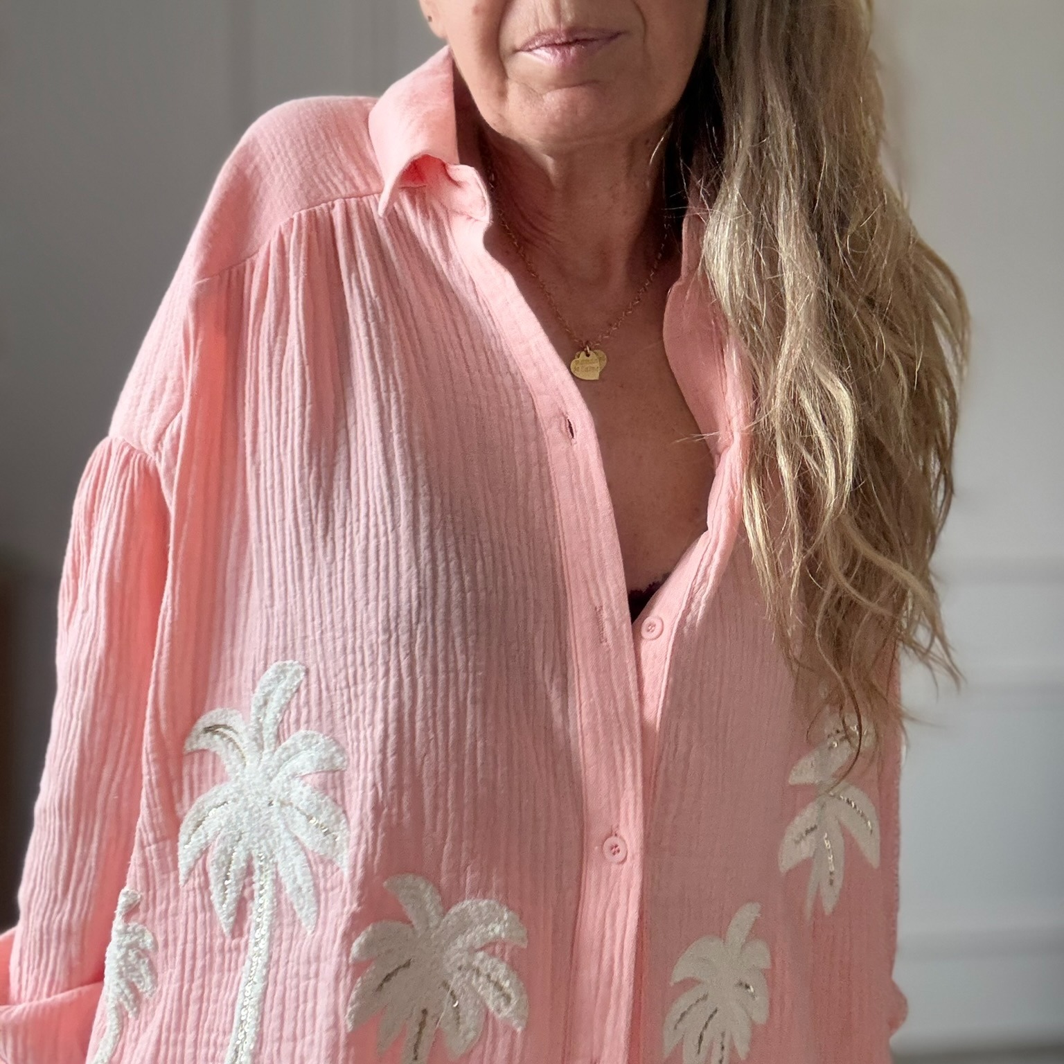 SARAH JOHN - VERSION M - MUSY MUSE BAHAMAS - Chemise rosecorail en gaze de coton (20)