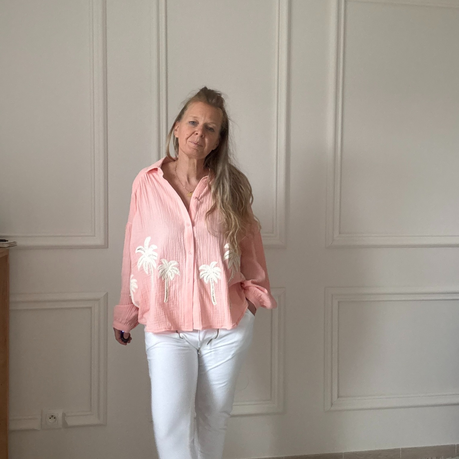 SARAH JOHN - VERSION M - MUSY MUSE BAHAMAS - Chemise rosecorail en gaze de coton (24)