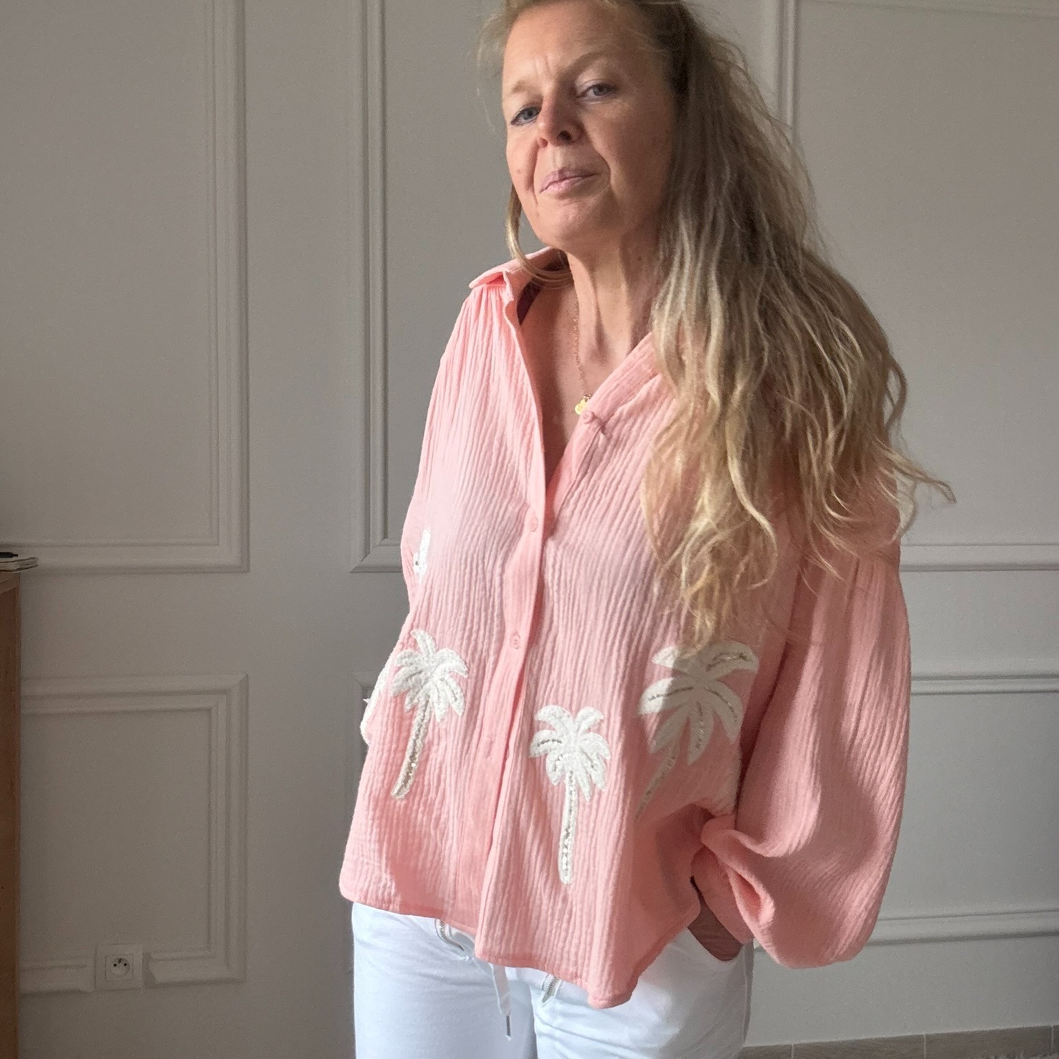 SARAH JOHN - VERSION M - MUSY MUSE BAHAMAS - Chemise rosecorail en gaze de coton (23)