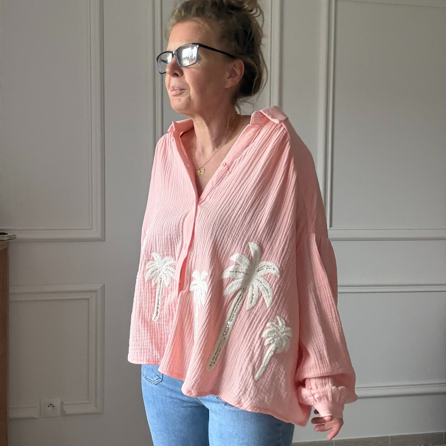 SARAH JOHN - VERSION M - MUSY MUSE BAHAMAS - Chemise rosecorail en gaze de coton (26)