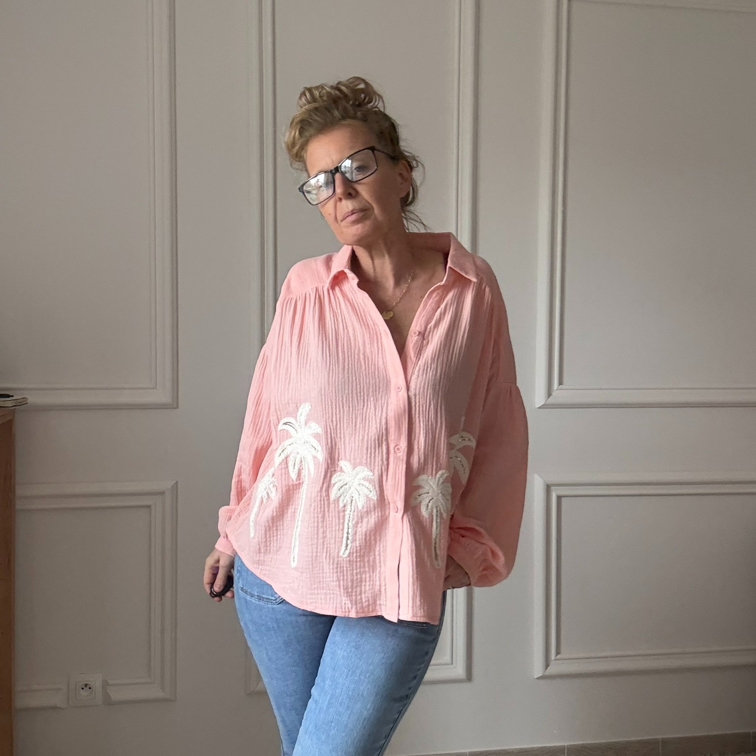 SARAH JOHN - VERSION M - MUSY MUSE BAHAMAS - Chemise rosecorail en gaze de coton (25)