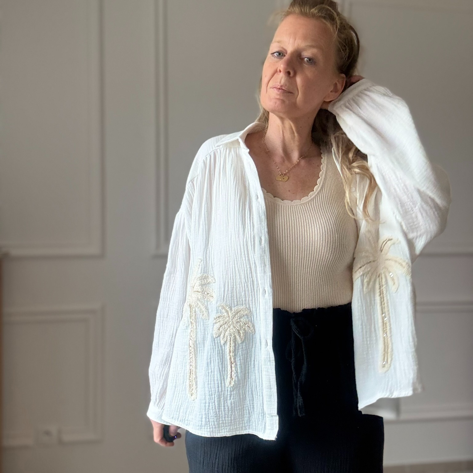 SARAH JOHN - VERSION M - MUSY MUSE BAHAMAS - Chemise blanche en gaze de coton (5)