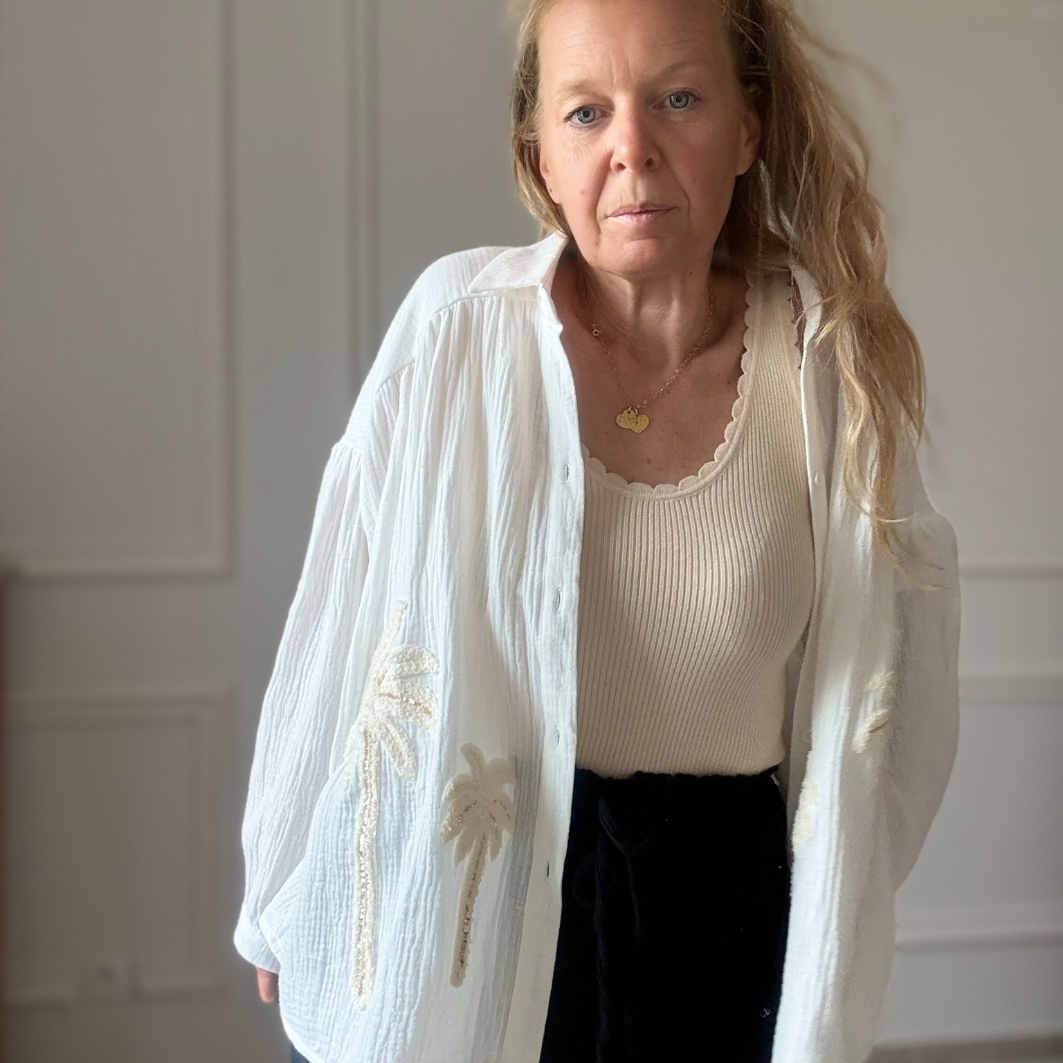 SARAH JOHN - VERSION M - MUSY MUSE BAHAMAS - Chemise blanche en gaze de coton (4)