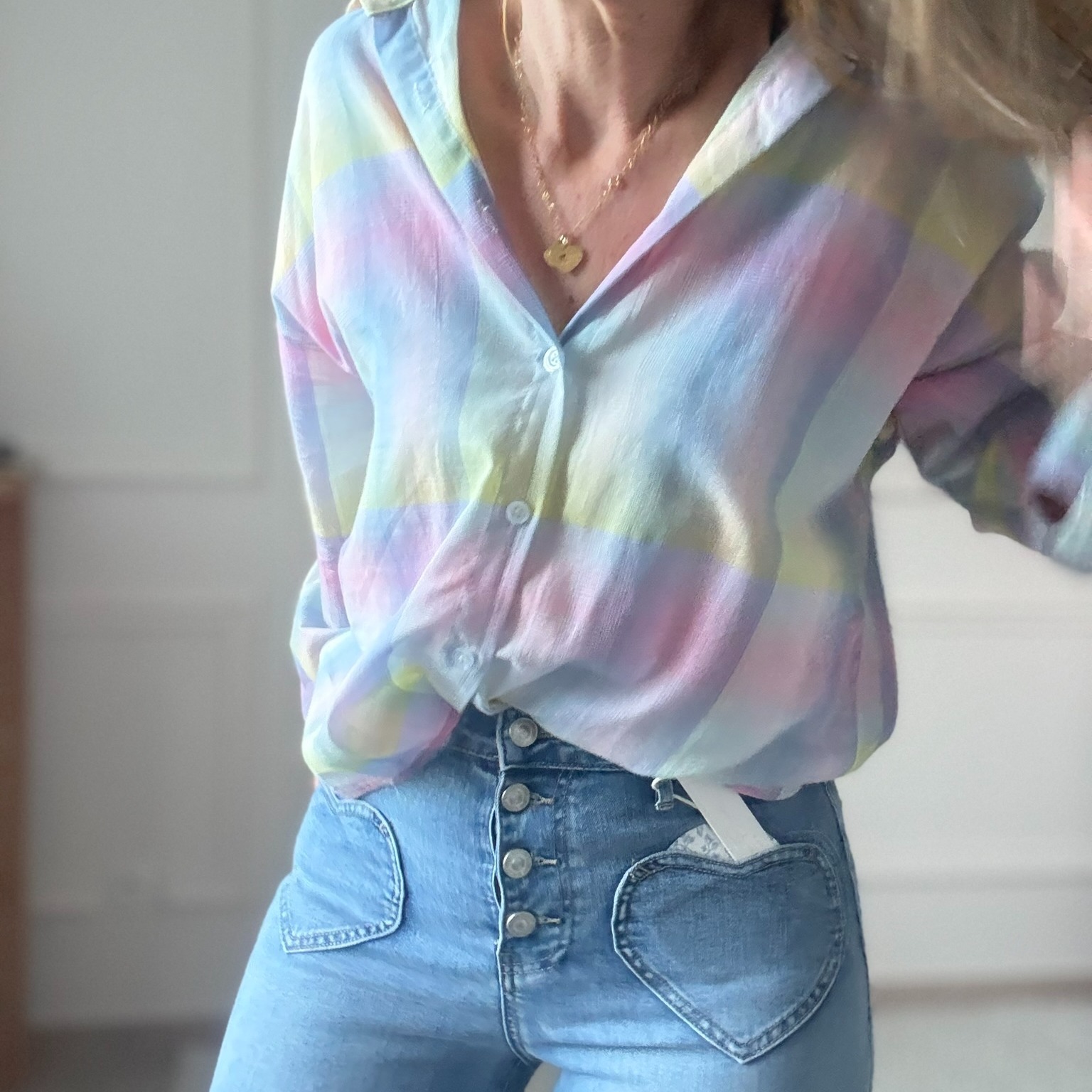 Chemise pastel adilynn arc en ciel rayures (48)