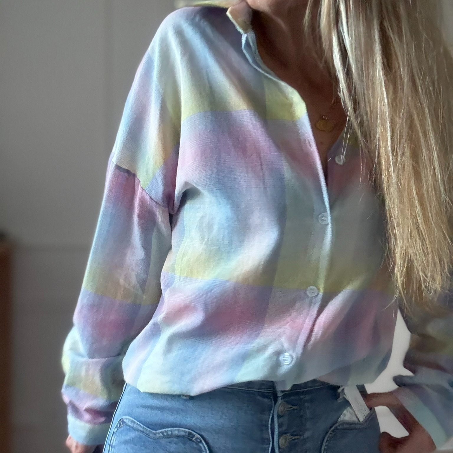 Chemise pastel adilynn arc en ciel rayures (49)