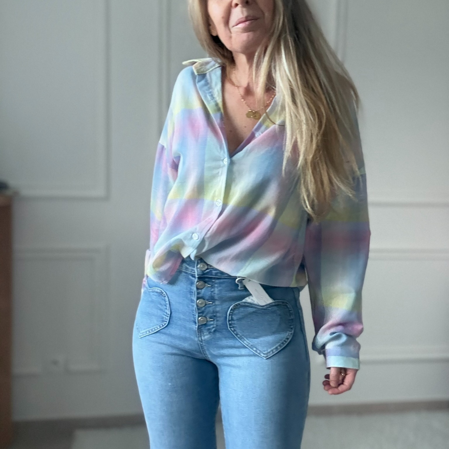 Chemise pastel adilynn arc en ciel rayures (52)