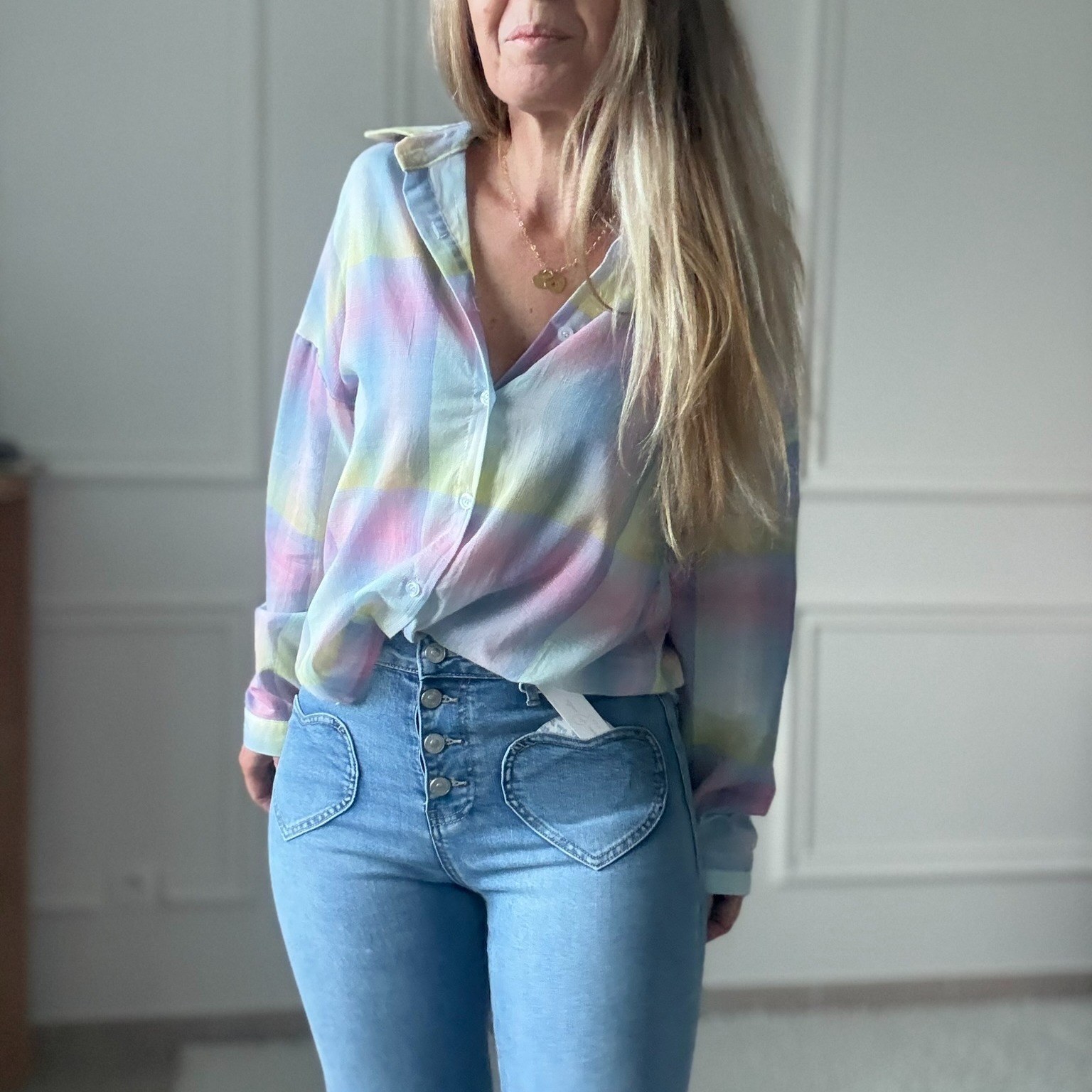 Chemise pastel adilynn arc en ciel rayures (53)