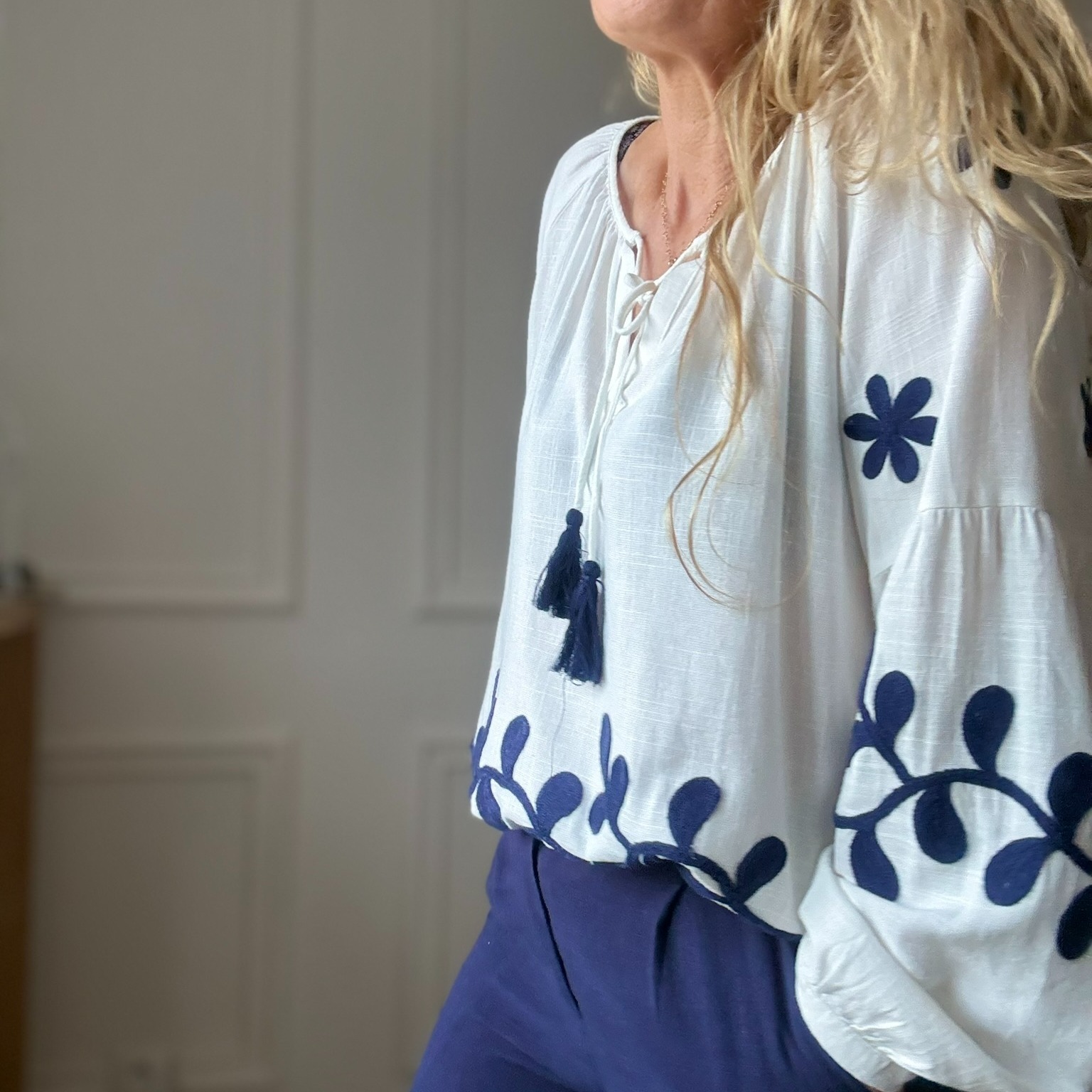 blouse musy muse bleu marine ponpon sarah john  version M (19)