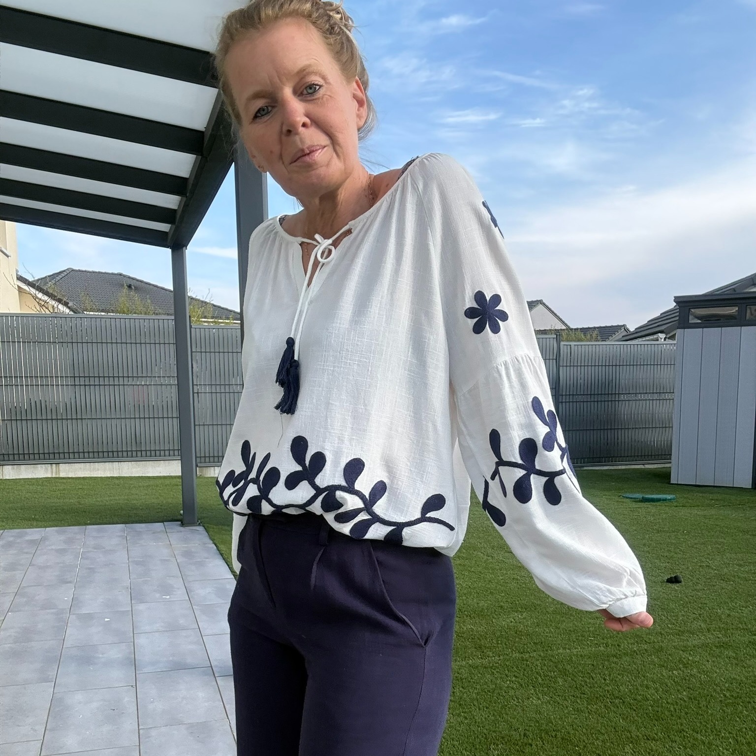 blouse musy muse bleu marine ponpon sarah john  version M (18)