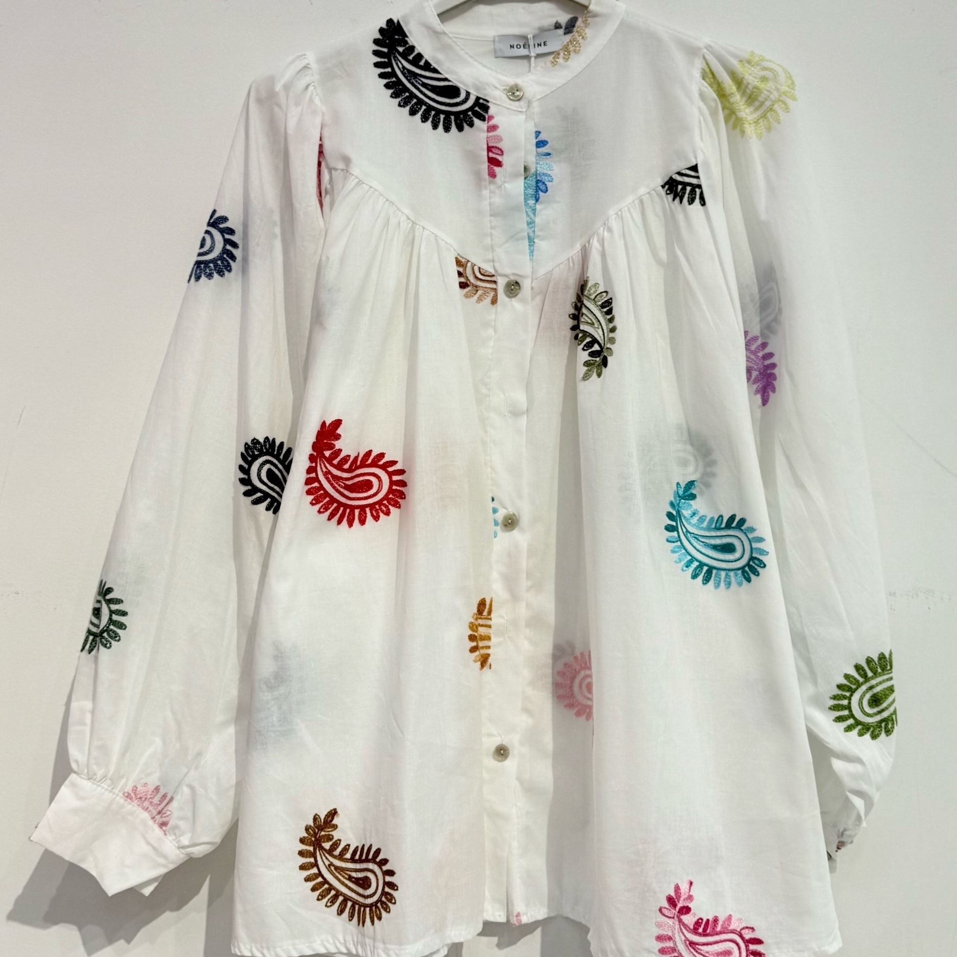 Blouse en coton brodée multicolore NOELINE