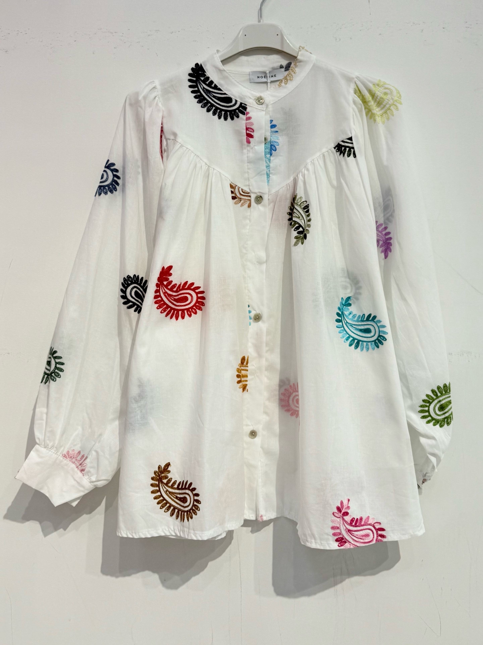 Blouse en coton brodée multicolore NOELINE