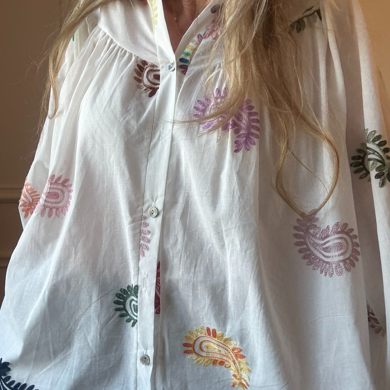 Blouse en coton brodée multicolore NOELINE (4)