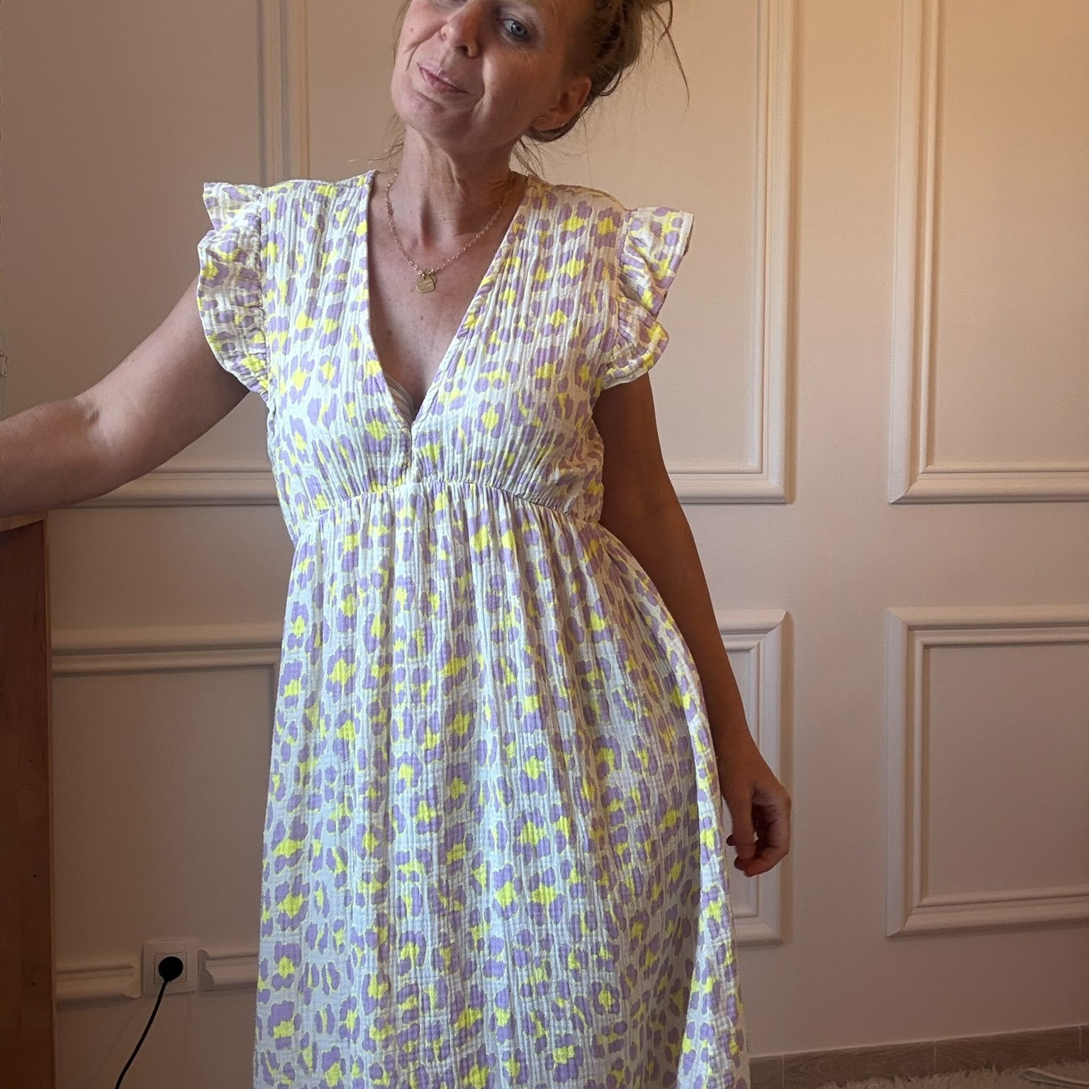 ROBE LONGUE LEO NOELINE EN GAZE DE COTON  (2)