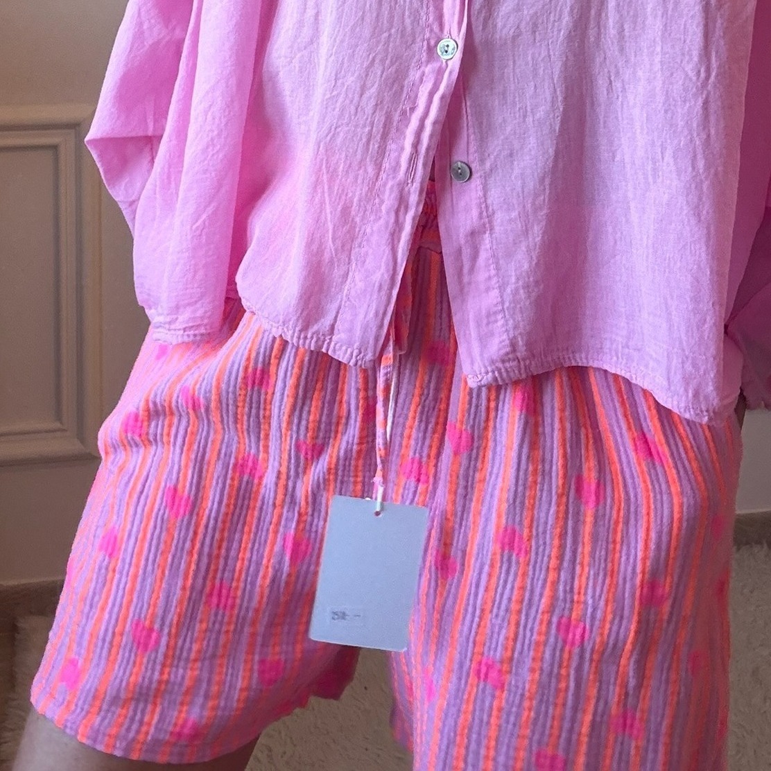 SHORT ORANGE ET FUCHSIA NOELINE EN GAZE DE COTON  (2)