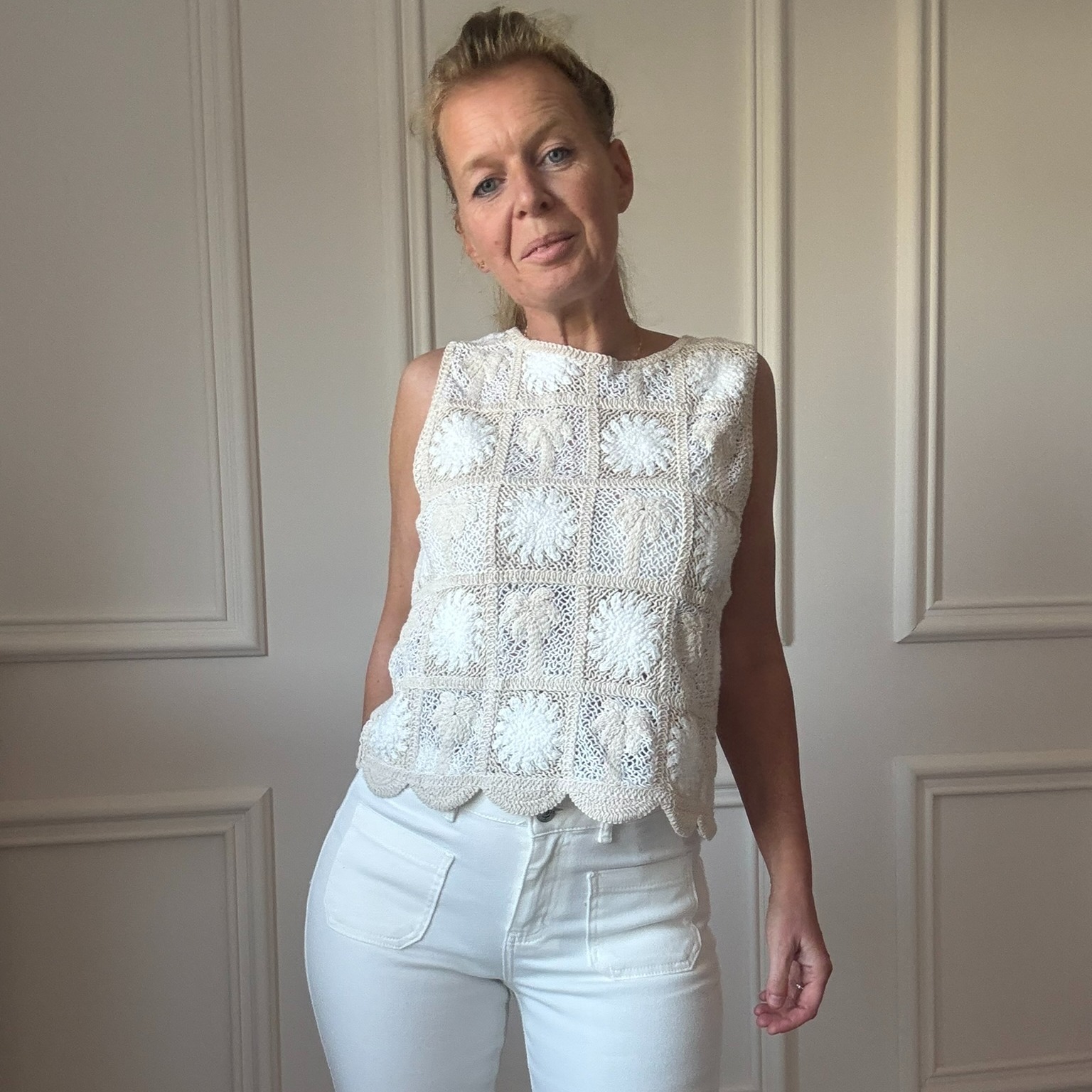 PEACENLOVE top en crochet sans manche écru (3)