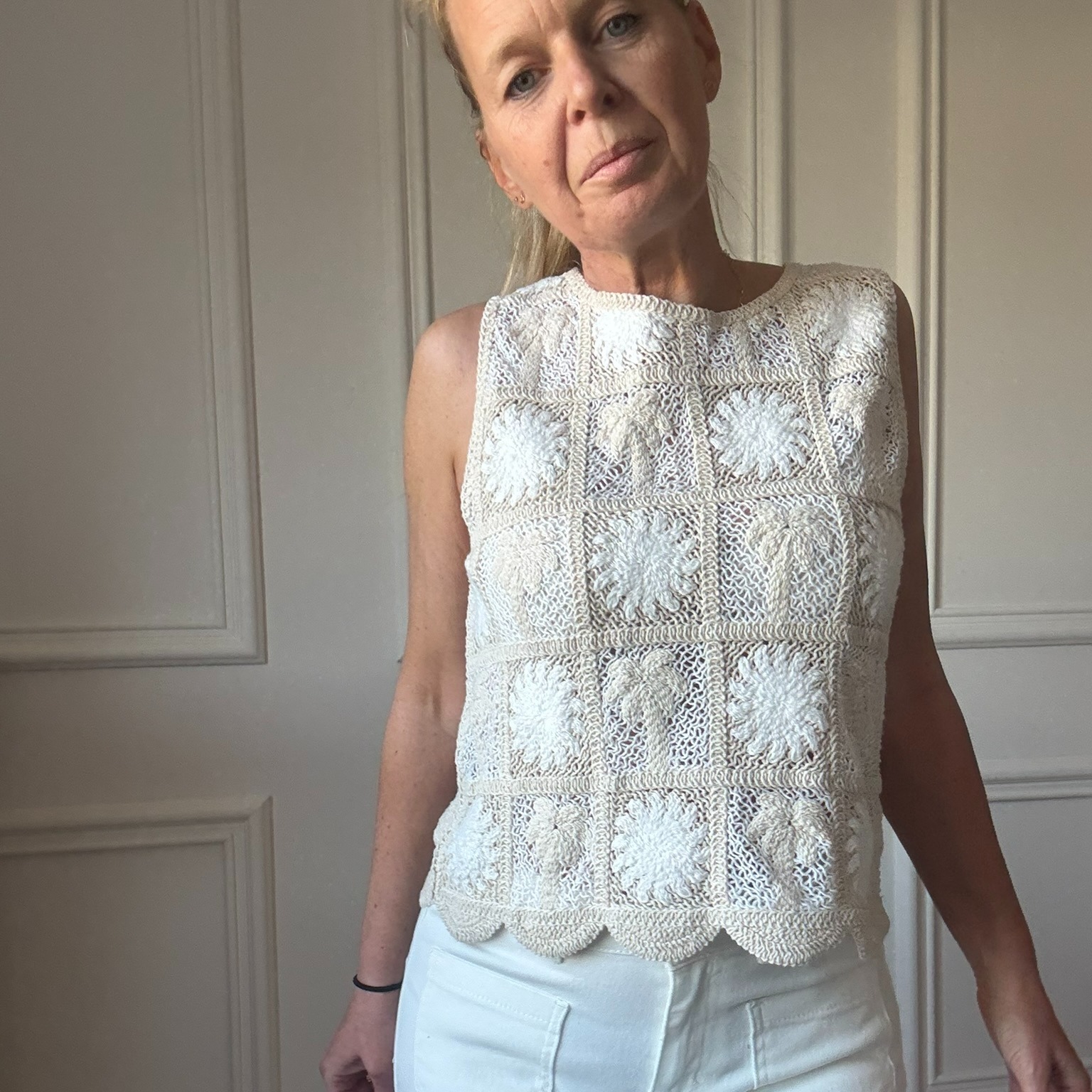 PEACENLOVE top en crochet sans manche écru (9)