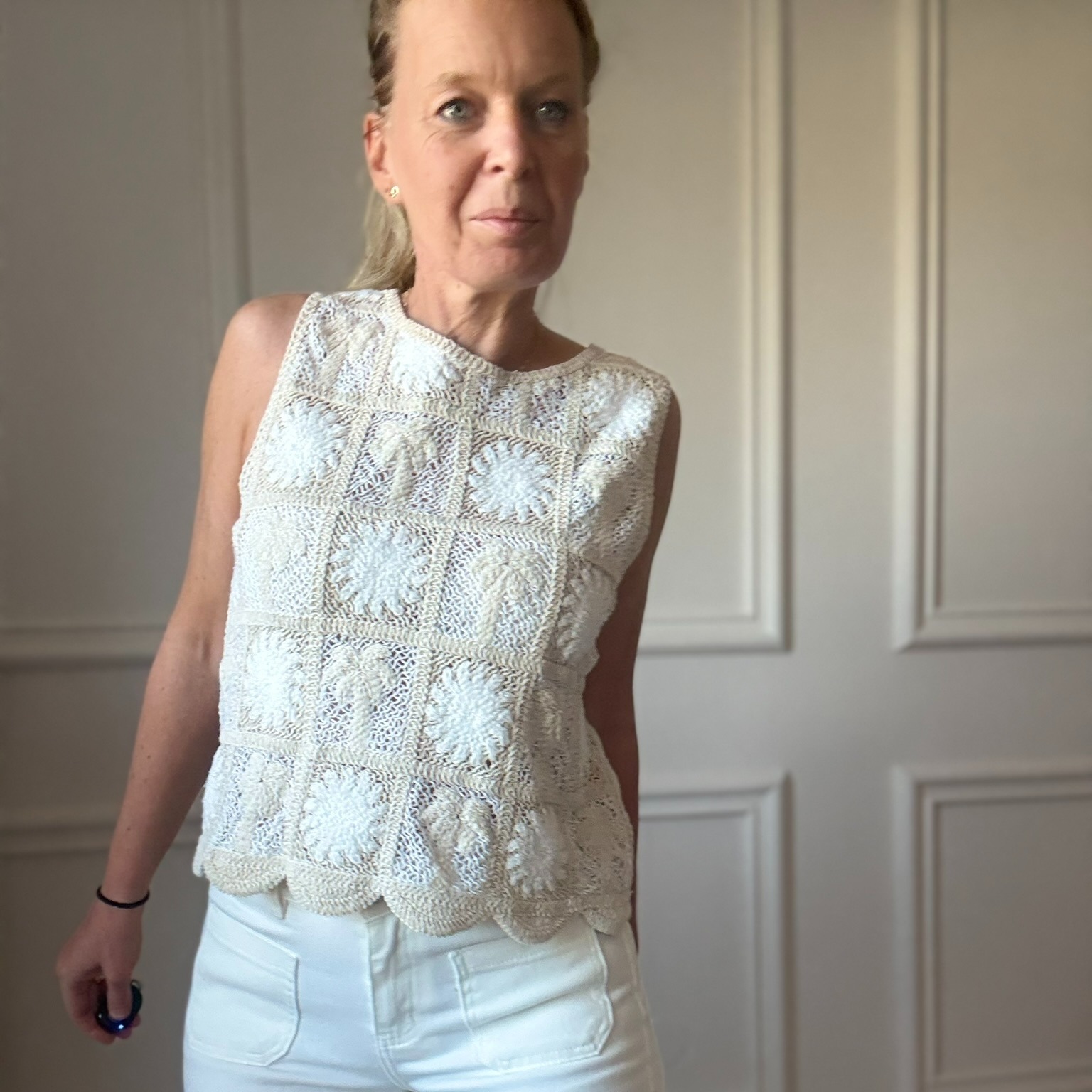 PEACENLOVE top en crochet sans manche écru (12)