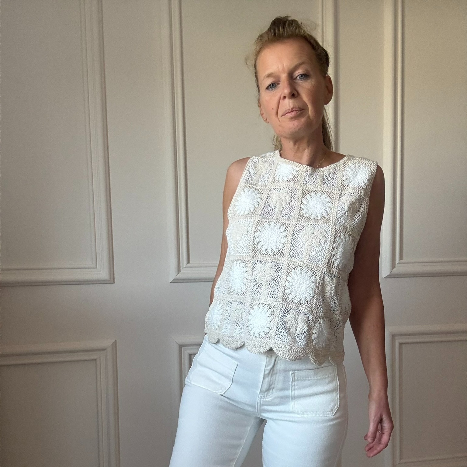PEACENLOVE top en crochet sans manche écru (10)