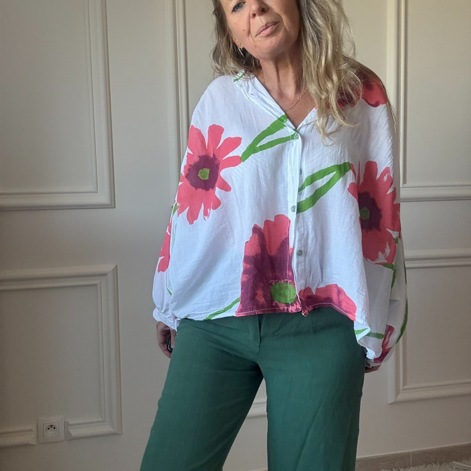 CAROLINE BLOUSE EN VOILE DE COTON GROSSE FLEURS COQUELICOT NOELINE (1)