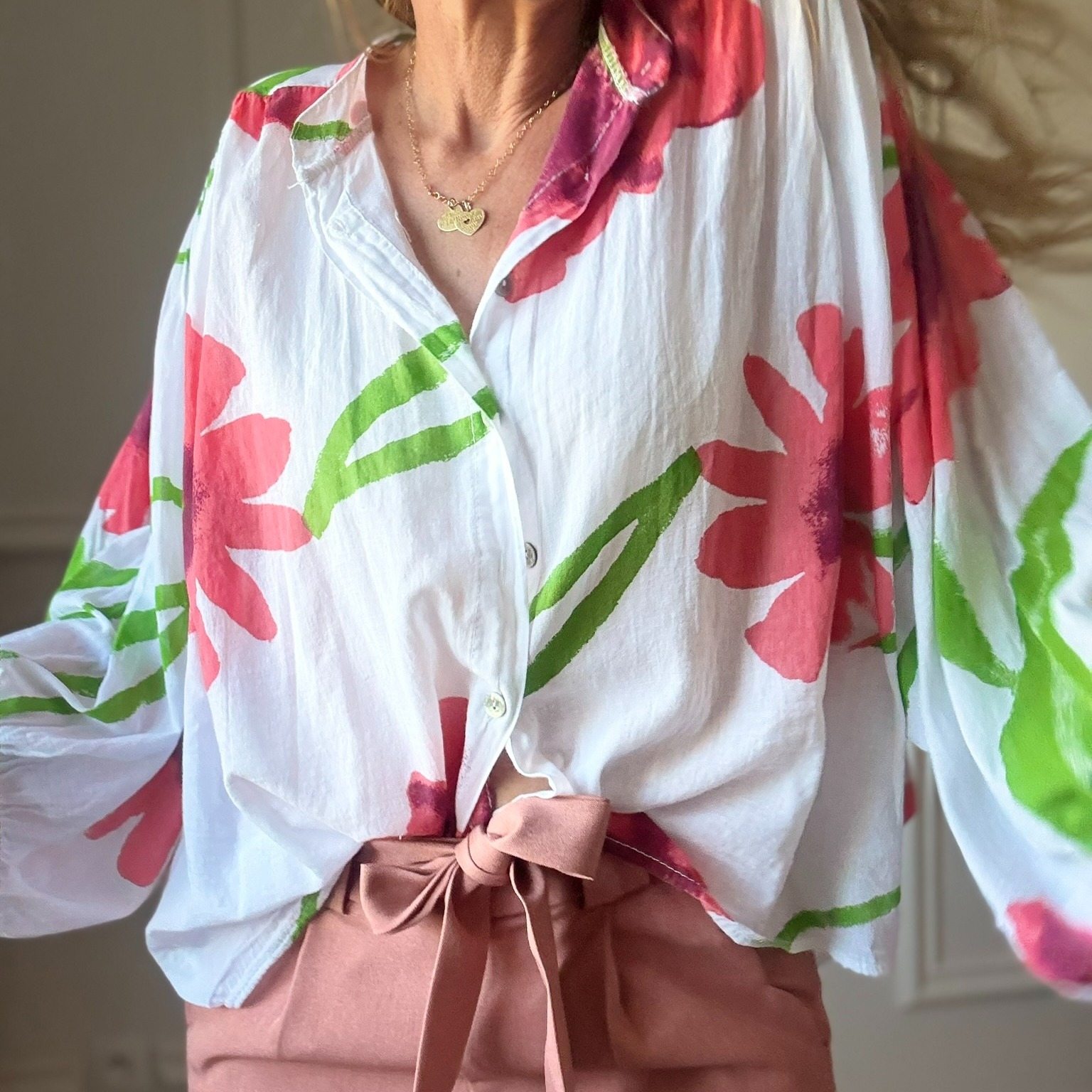 CAROLINE BLOUSE EN VOILE DE COTON GROSSE FLEURS COQUELICOT NOELINE (10)