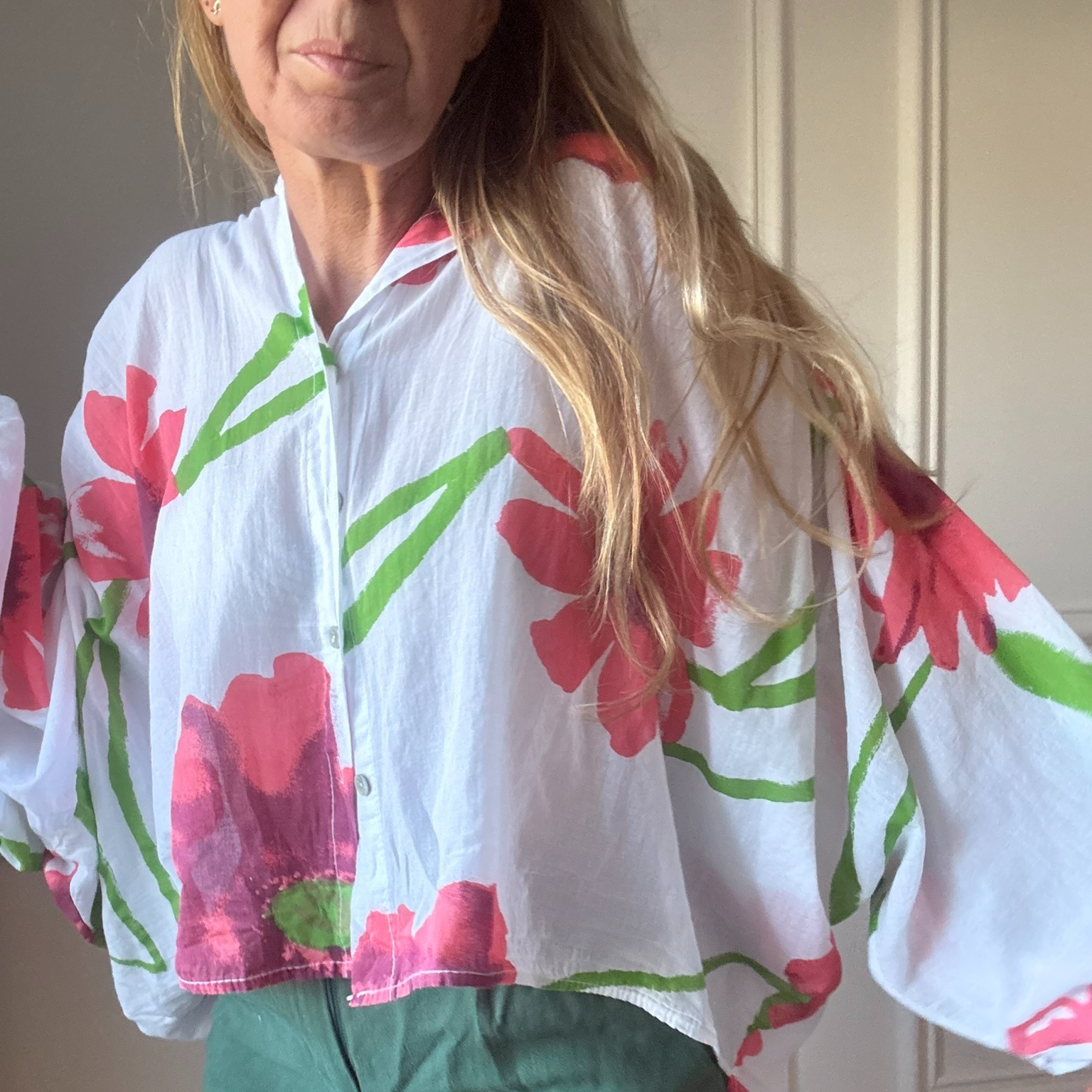 CAROLINE BLOUSE EN VOILE DE COTON GROSSE FLEURS COQUELICOT NOELINE (22)