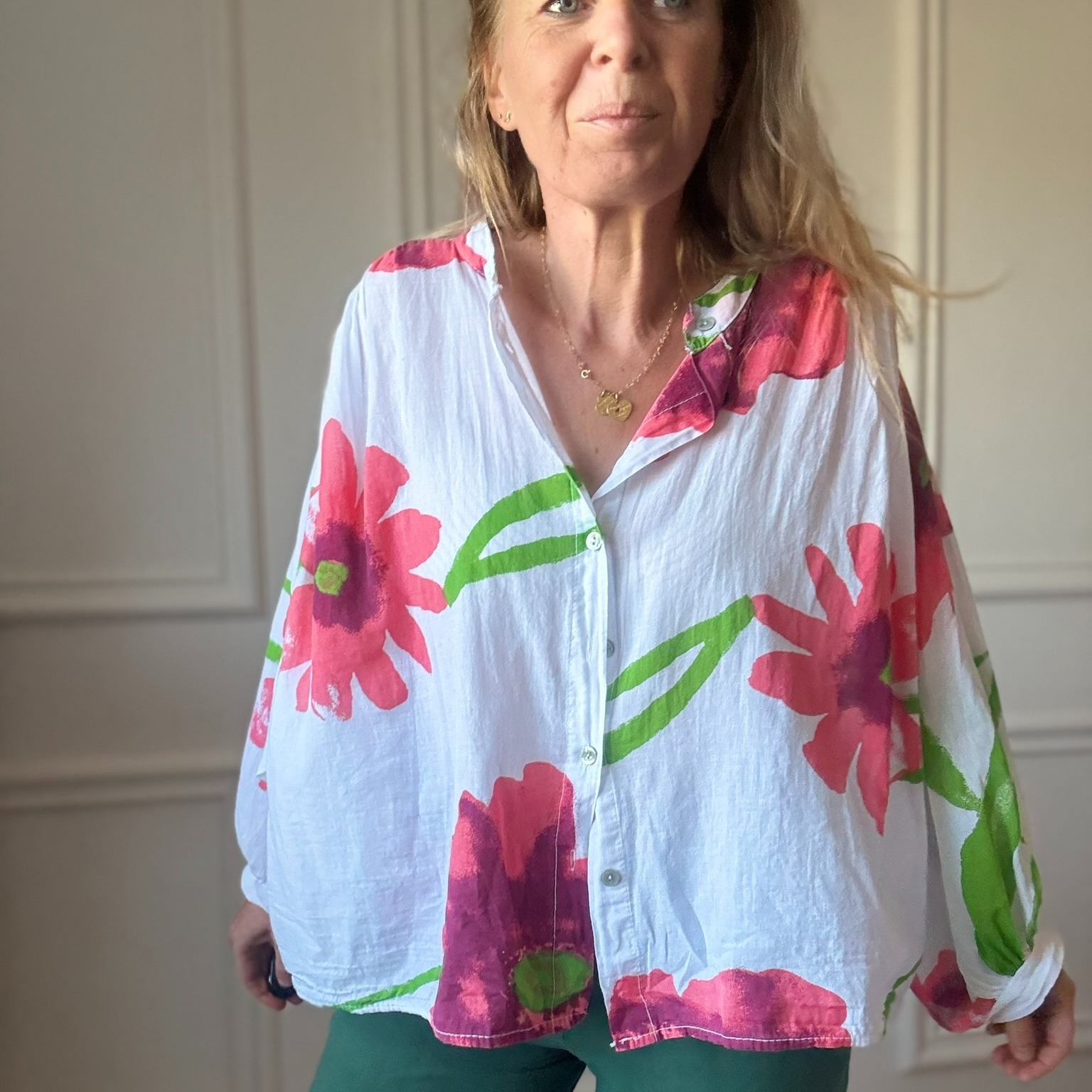 CAROLINE BLOUSE EN VOILE DE COTON GROSSE FLEURS COQUELICOT NOELINE (24)