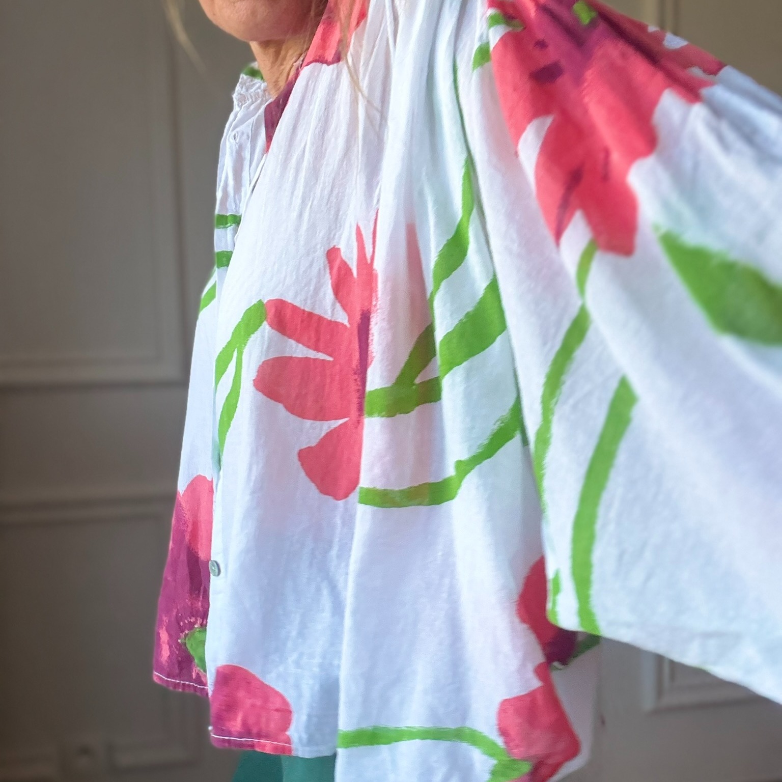 CAROLINE BLOUSE EN VOILE DE COTON GROSSE FLEURS COQUELICOT NOELINE (25)
