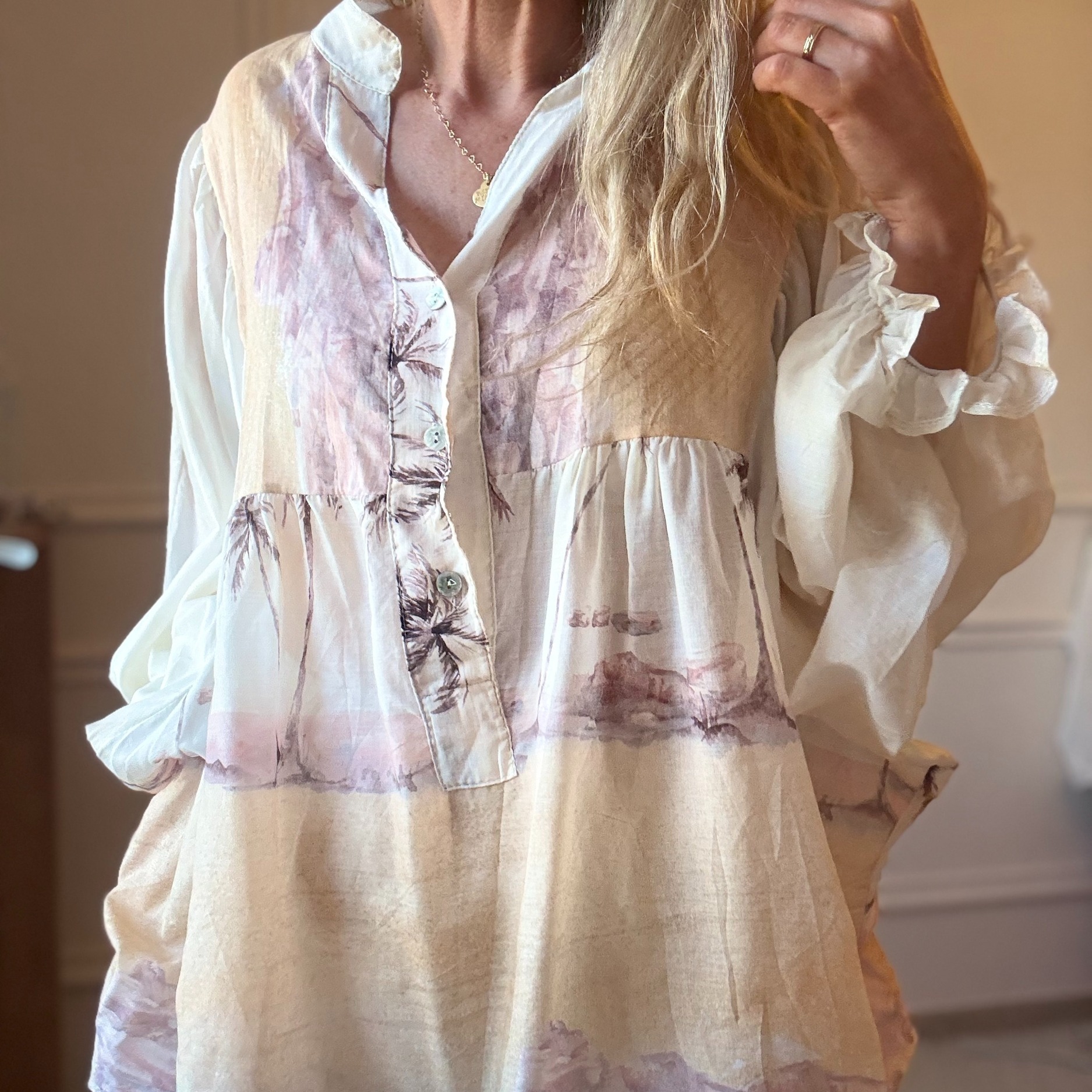 05 VENUS BLOUSE EN VOILE DE COTON PALMIER beige NOELINE (4)