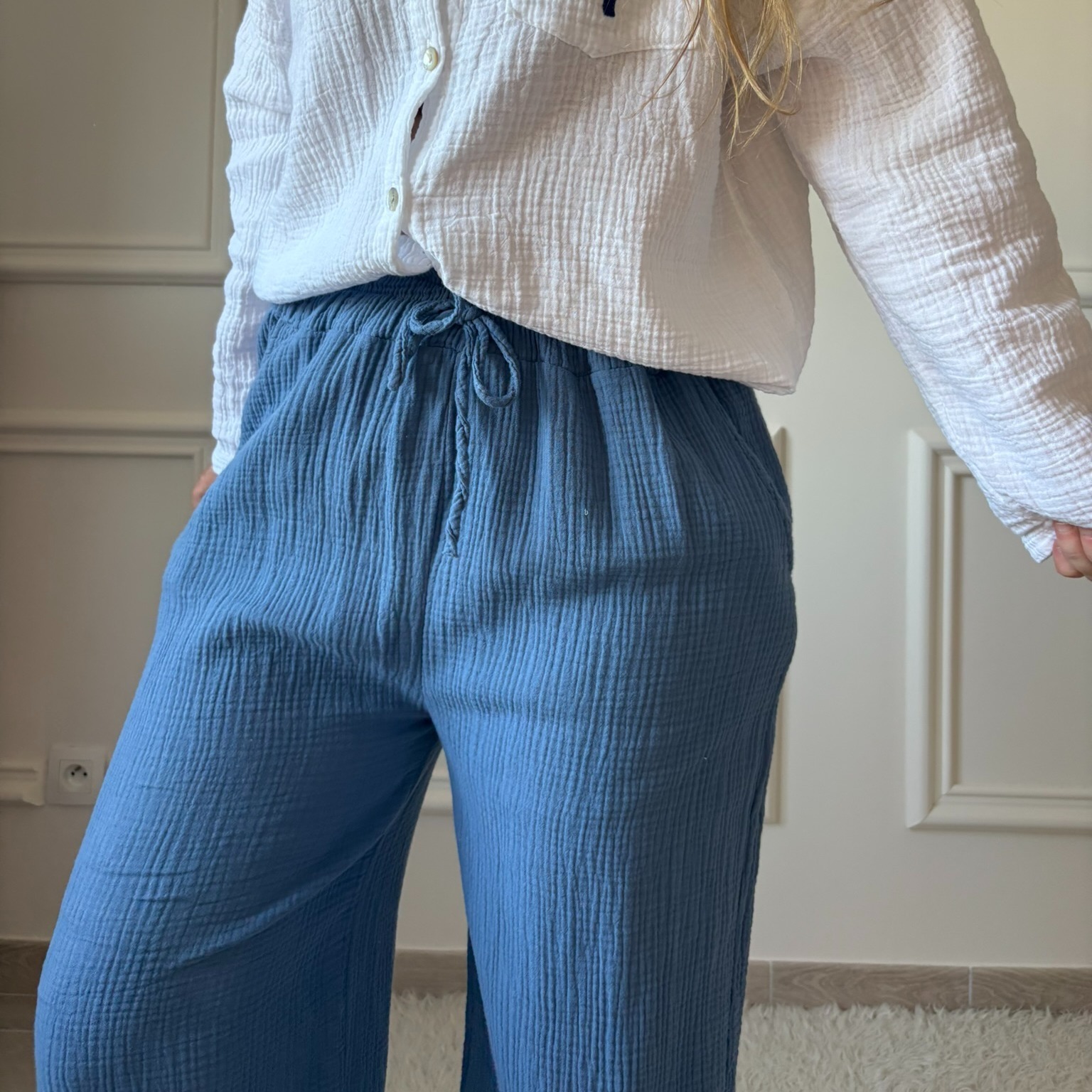 Pantalon gaze de coton bleu lacomy zelia peace nlove april vintage (10)
