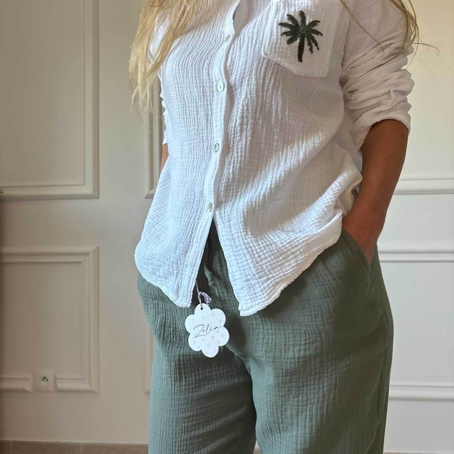 EVASION KAKI Pantalon gaze de coton kaki lacomy zelia peace nlove april vintage (8)