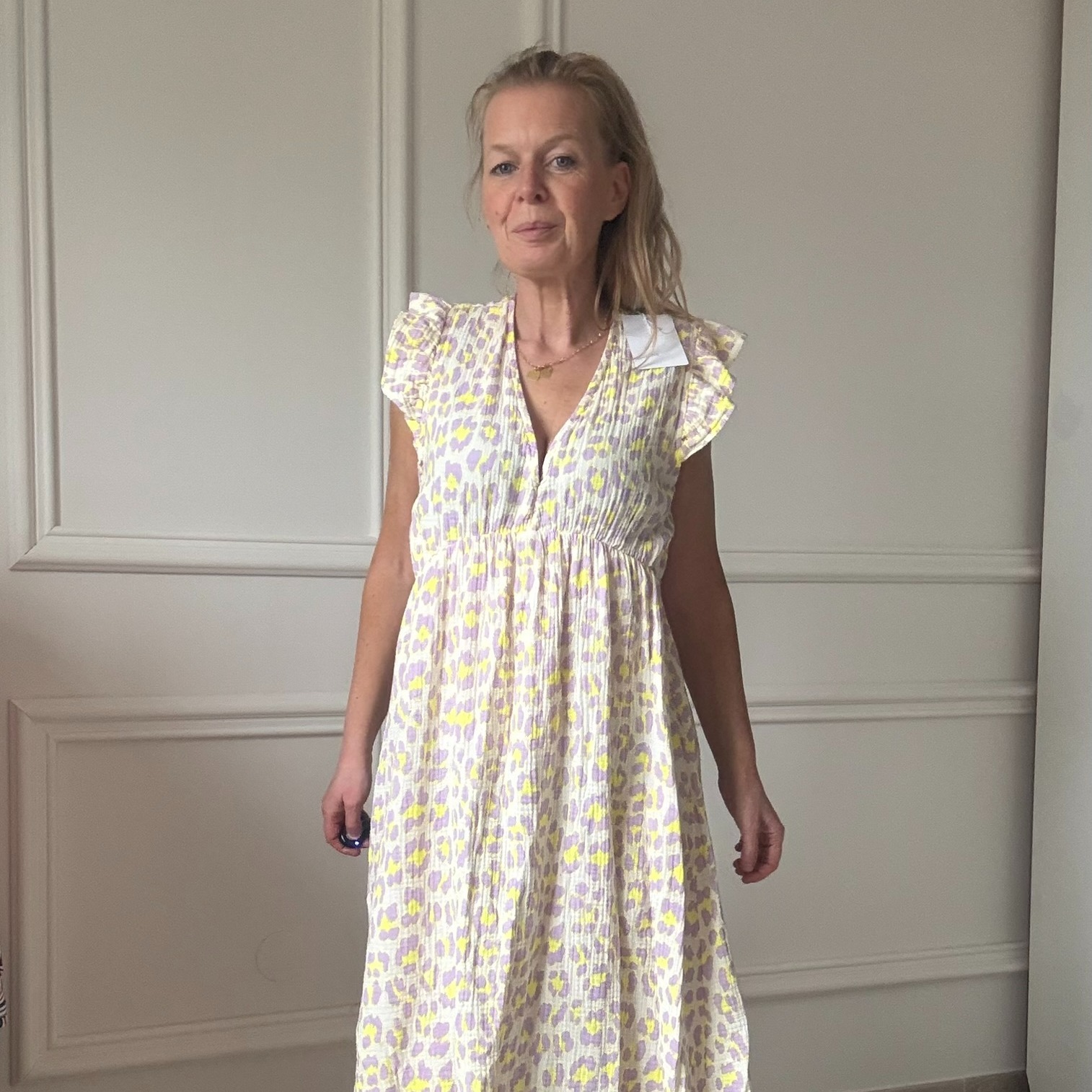 robe longue gaze de coton leopard