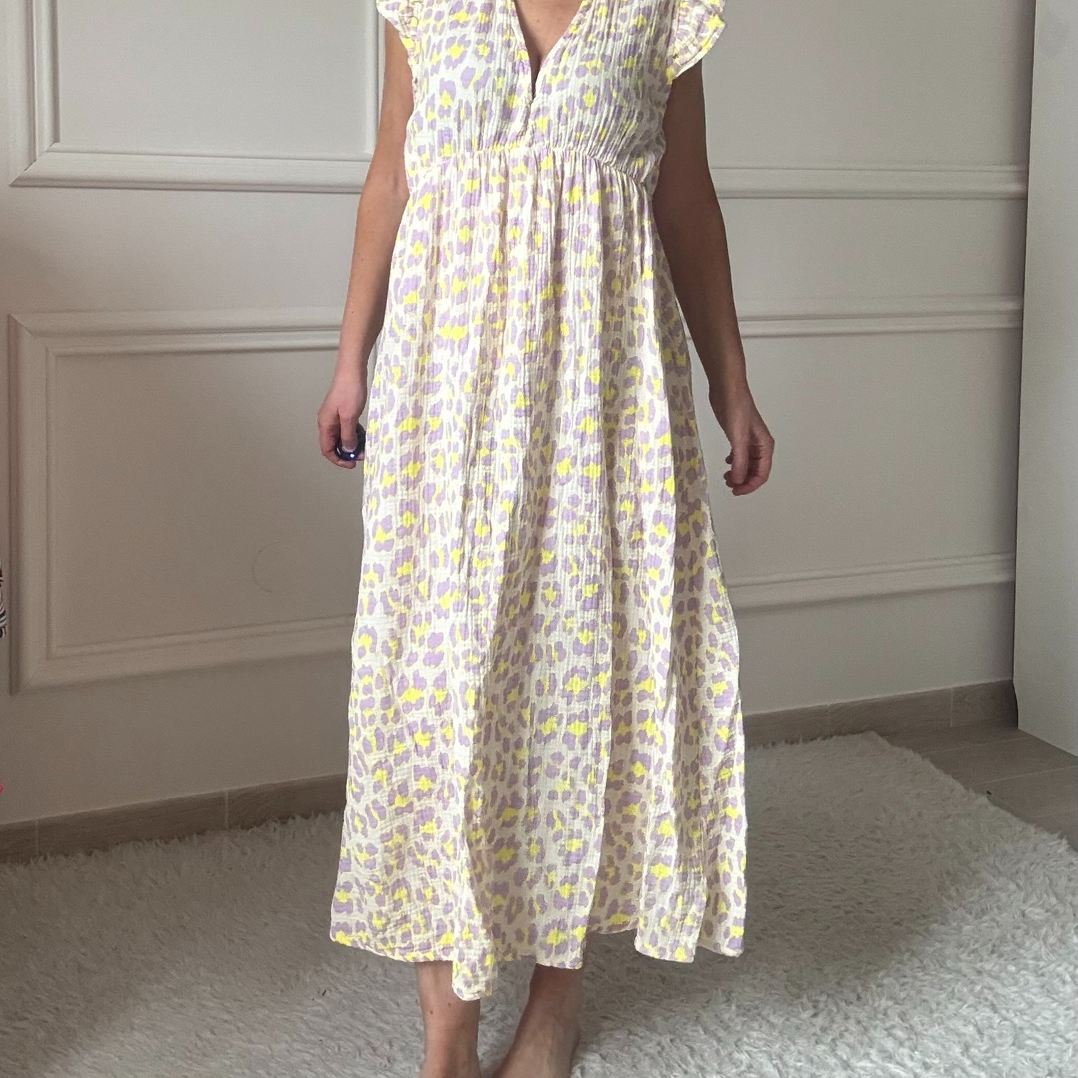 robe longue gaze de coton leopard lacomy