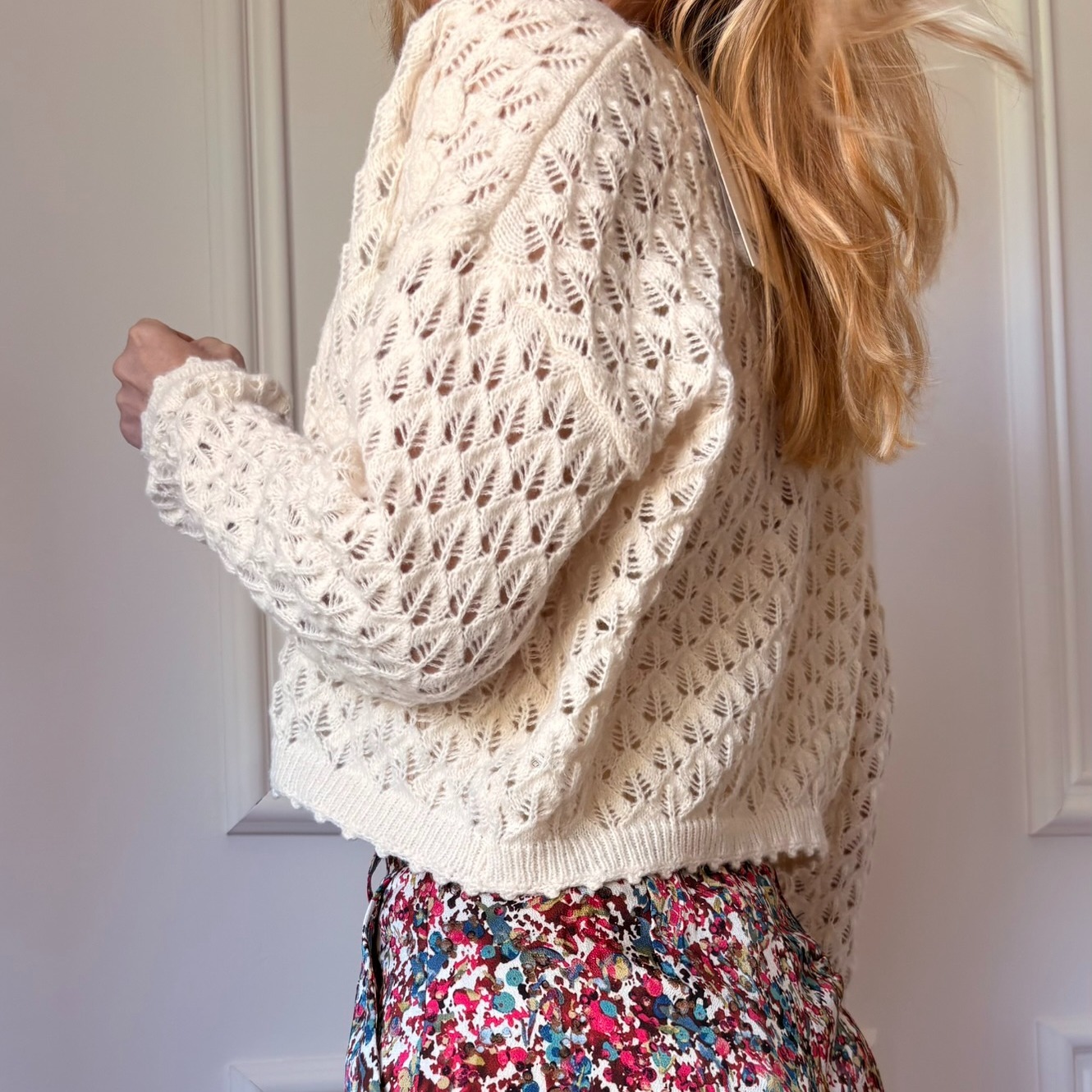 HORTENSE - Cardigan crop en maille écru MUSY MUSE