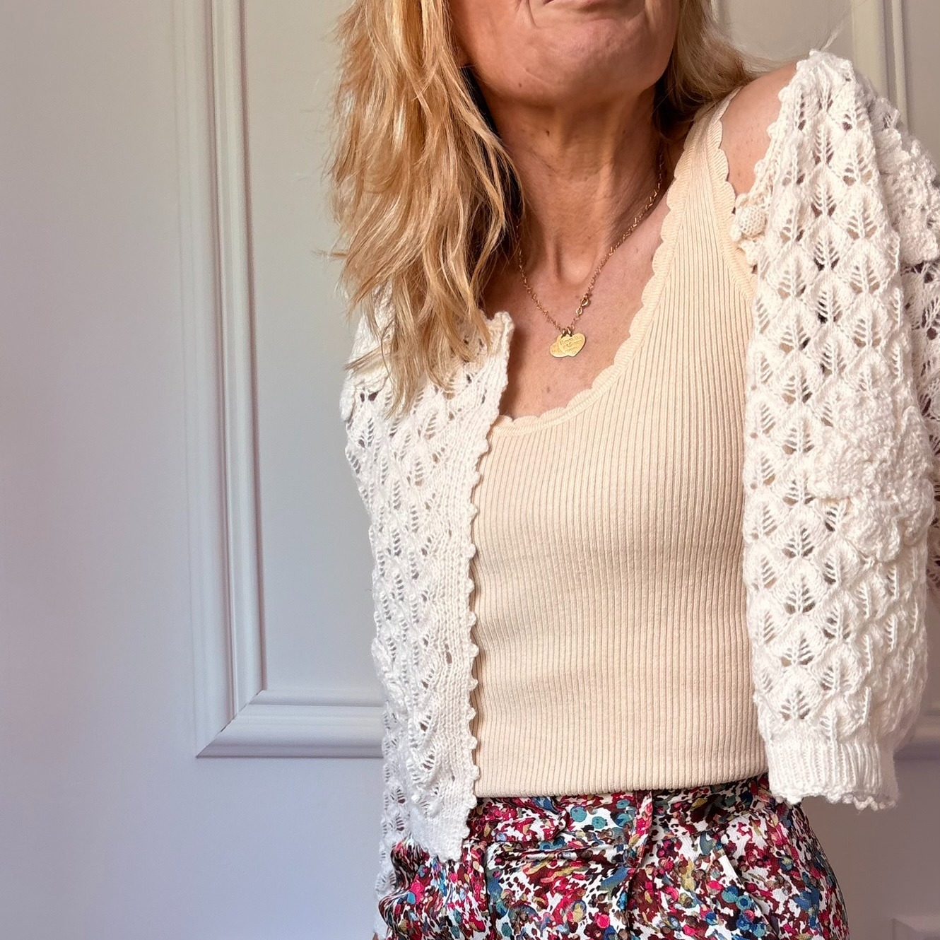 HORTENSE - Cardigan crop en maille écru MUSY MUSE (2)