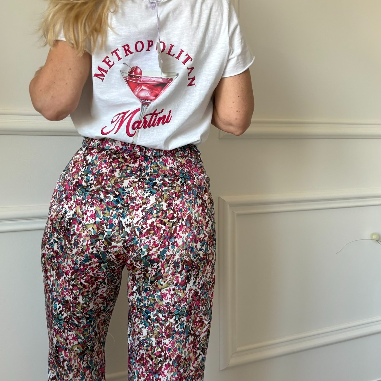 Pantalon tacheté  dans les tons bordeau avec tissu satiné peace nlove.JPEG (1)