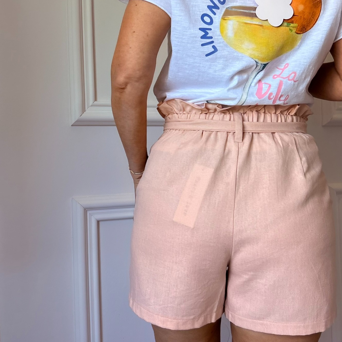 Short peace nlove - rose - Taille haute avec ceinture à nouer.JPEG (1)