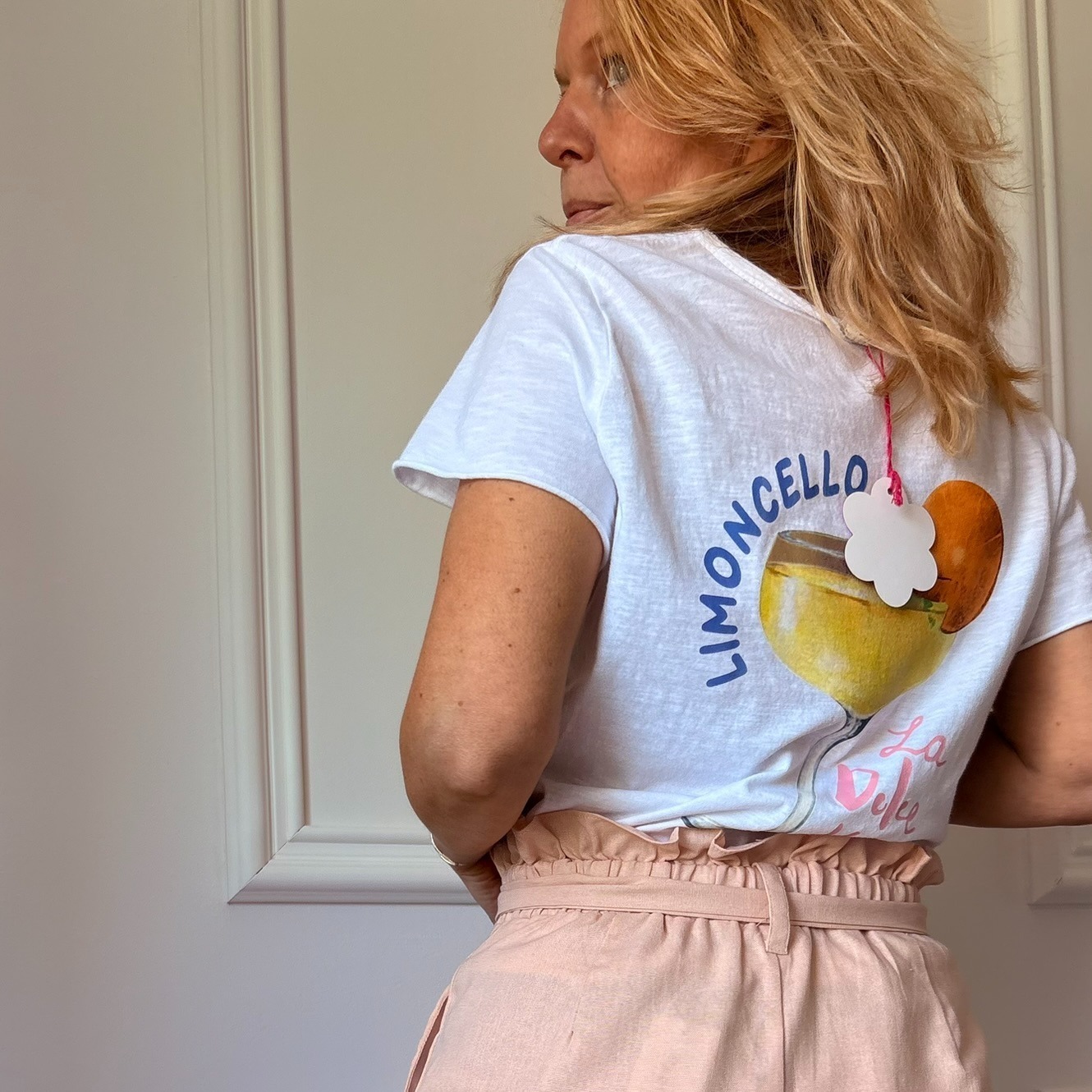 Tee-shirt blanc avec inscription avant et dos Limoncello - Dolce Vita lacomy
