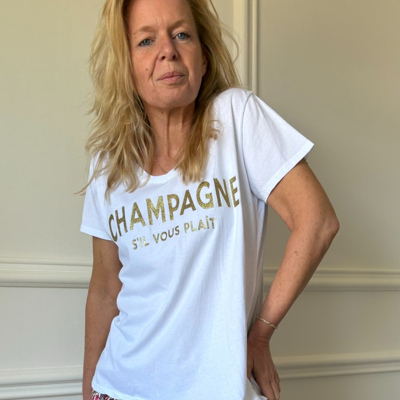 CHAMPAGNE Tee-shirt blanc avec inscription