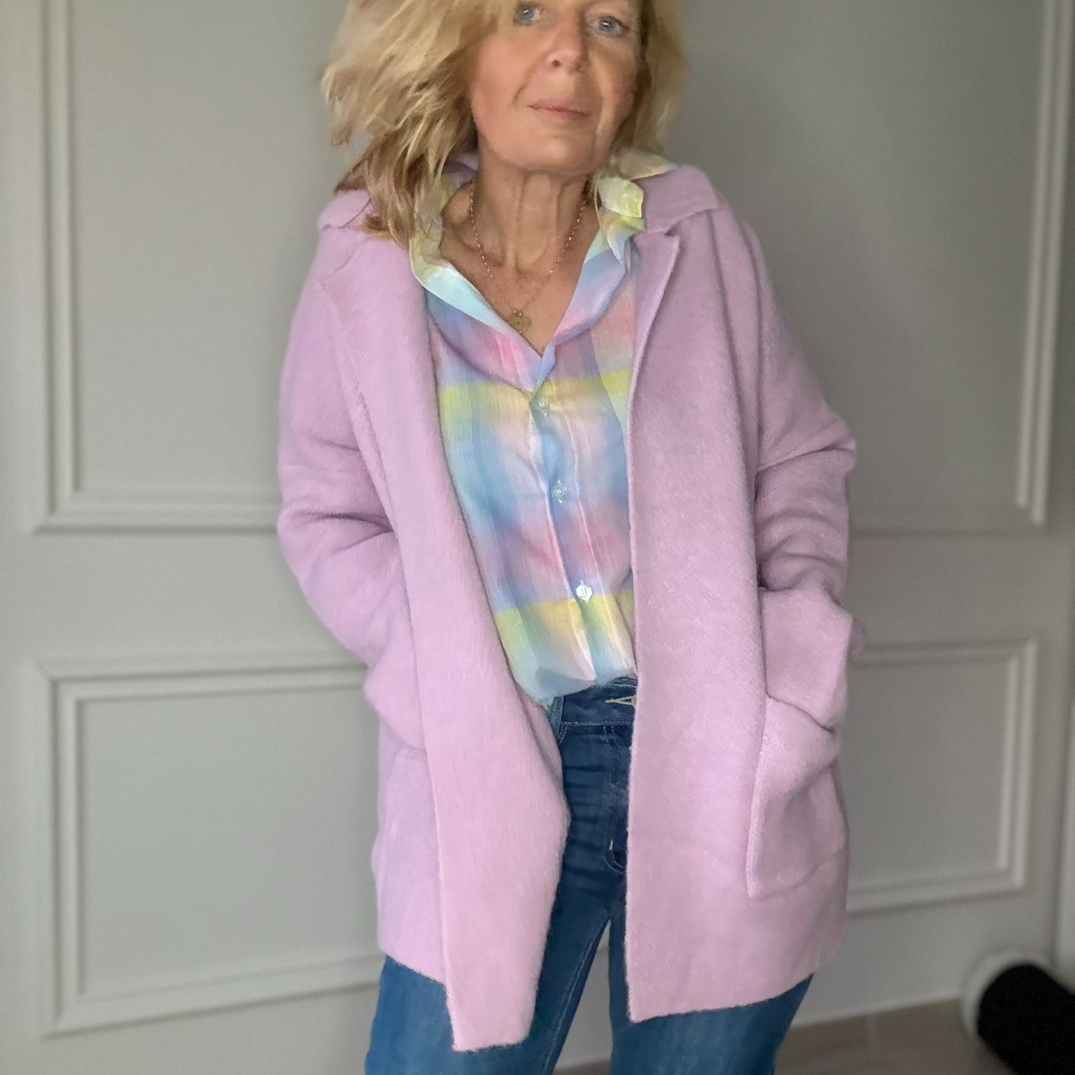 veste en maille rose