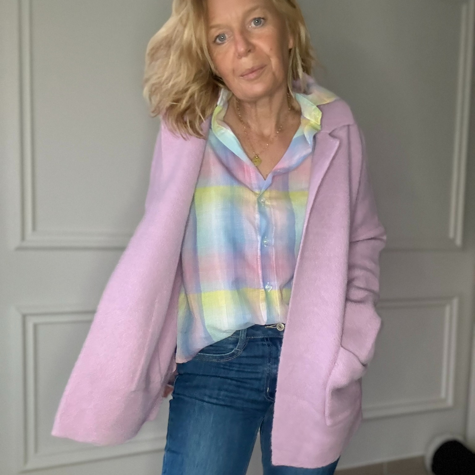 veste en maille lilas