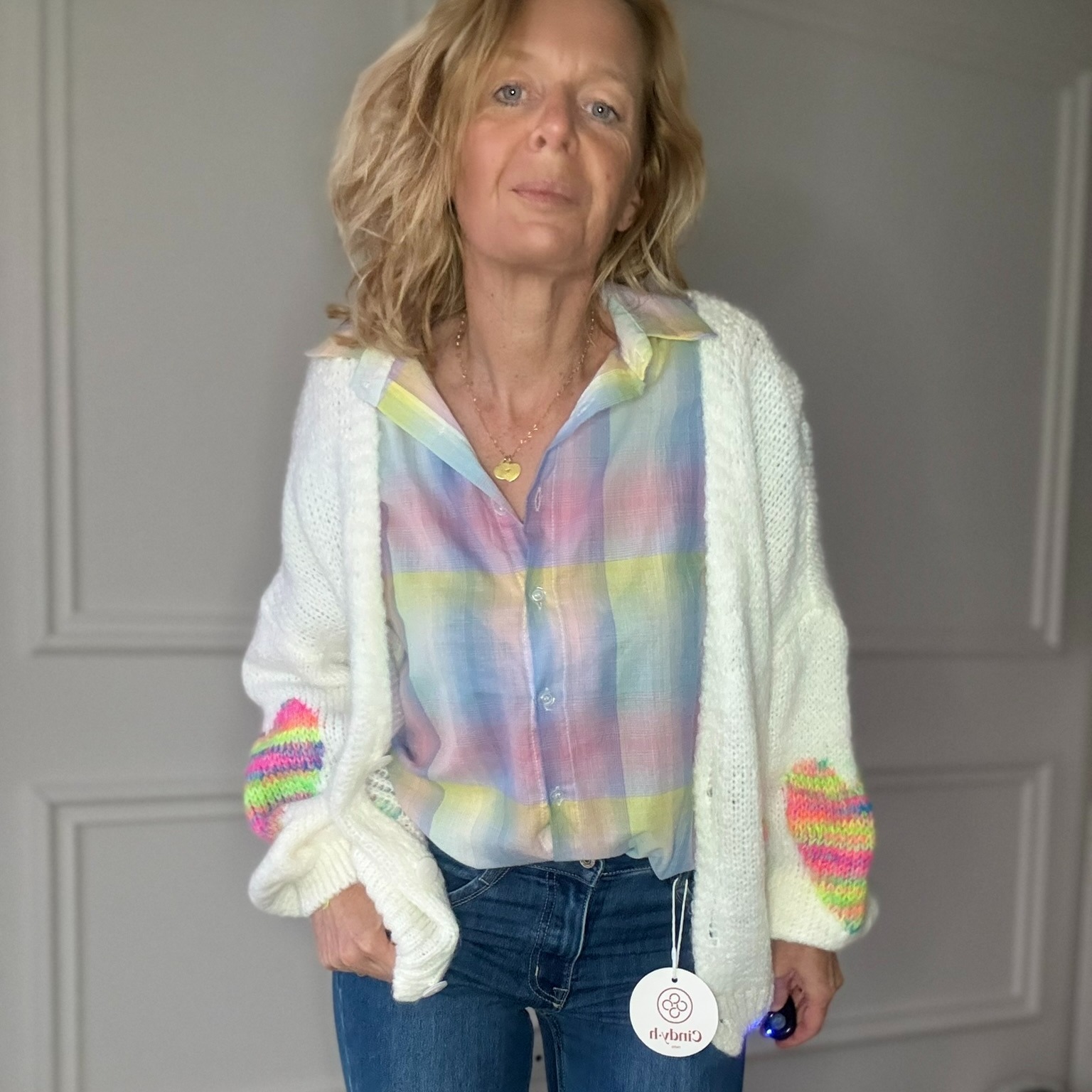 gilet pastel avec écharpe